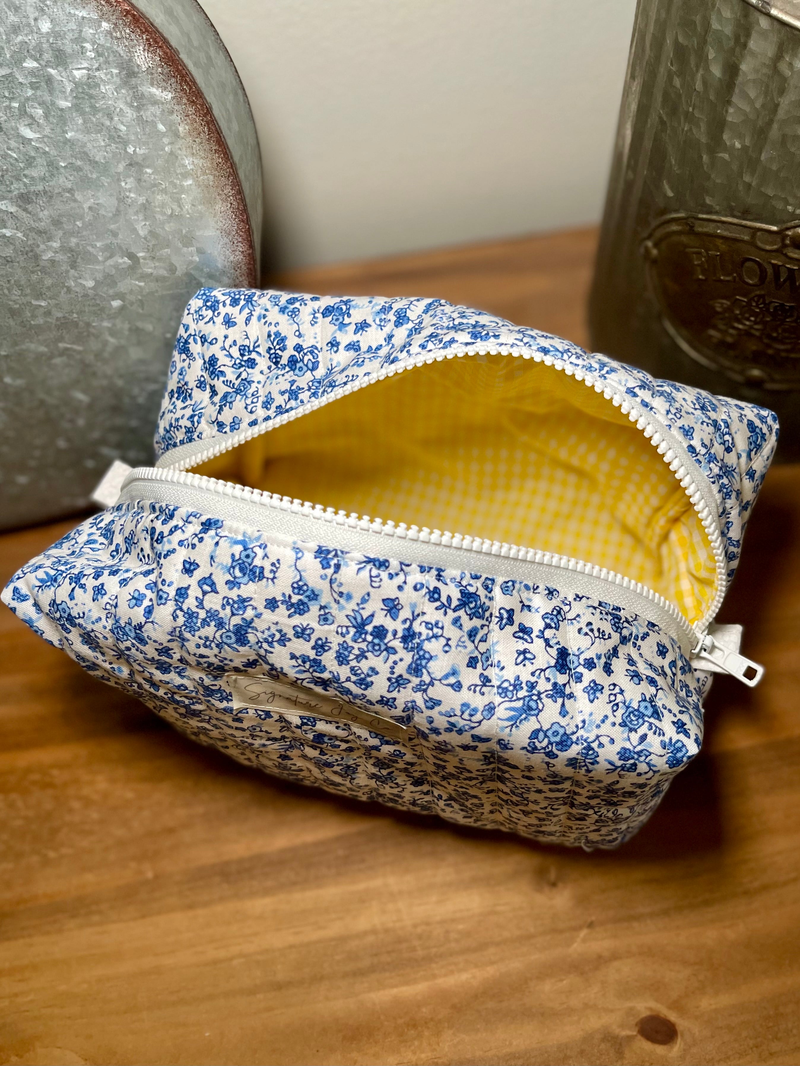 Blueberry Lemonade Quilted Makeup Bag | Signature Pouch