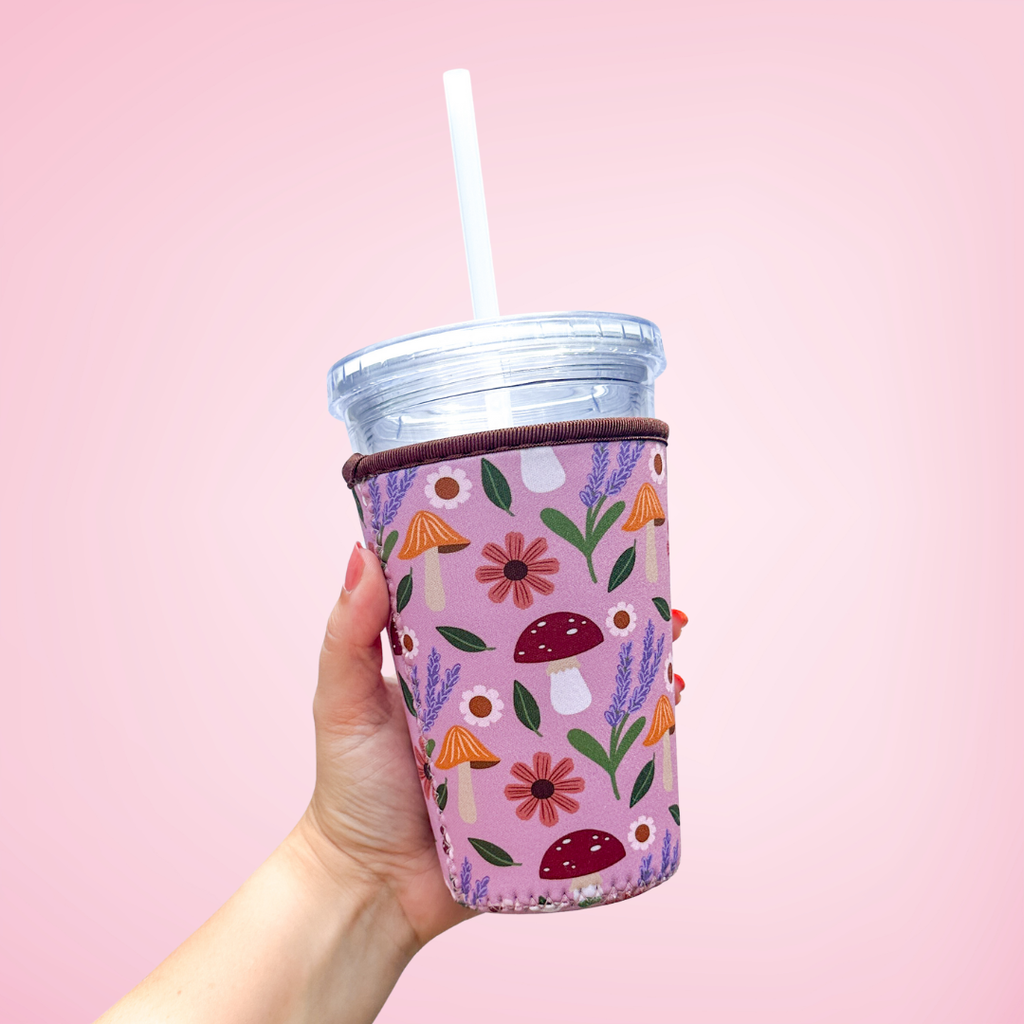 Mushroom Garden Cup Coozie | Iced Coffee Sleeve: Small