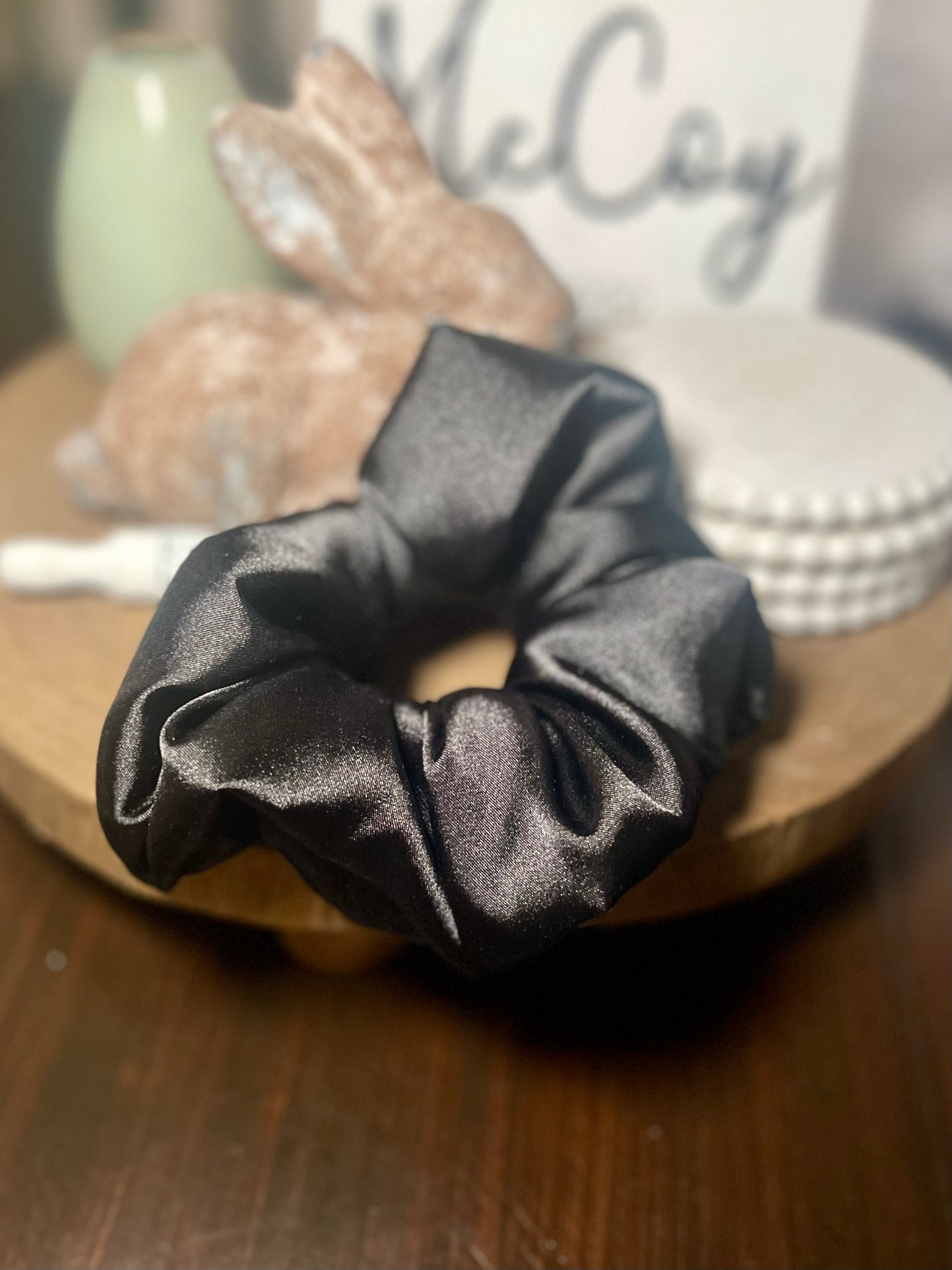 Black Satin Scrunchie | XL