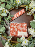 Terracotta Bloom Wristlet Wallet Duo