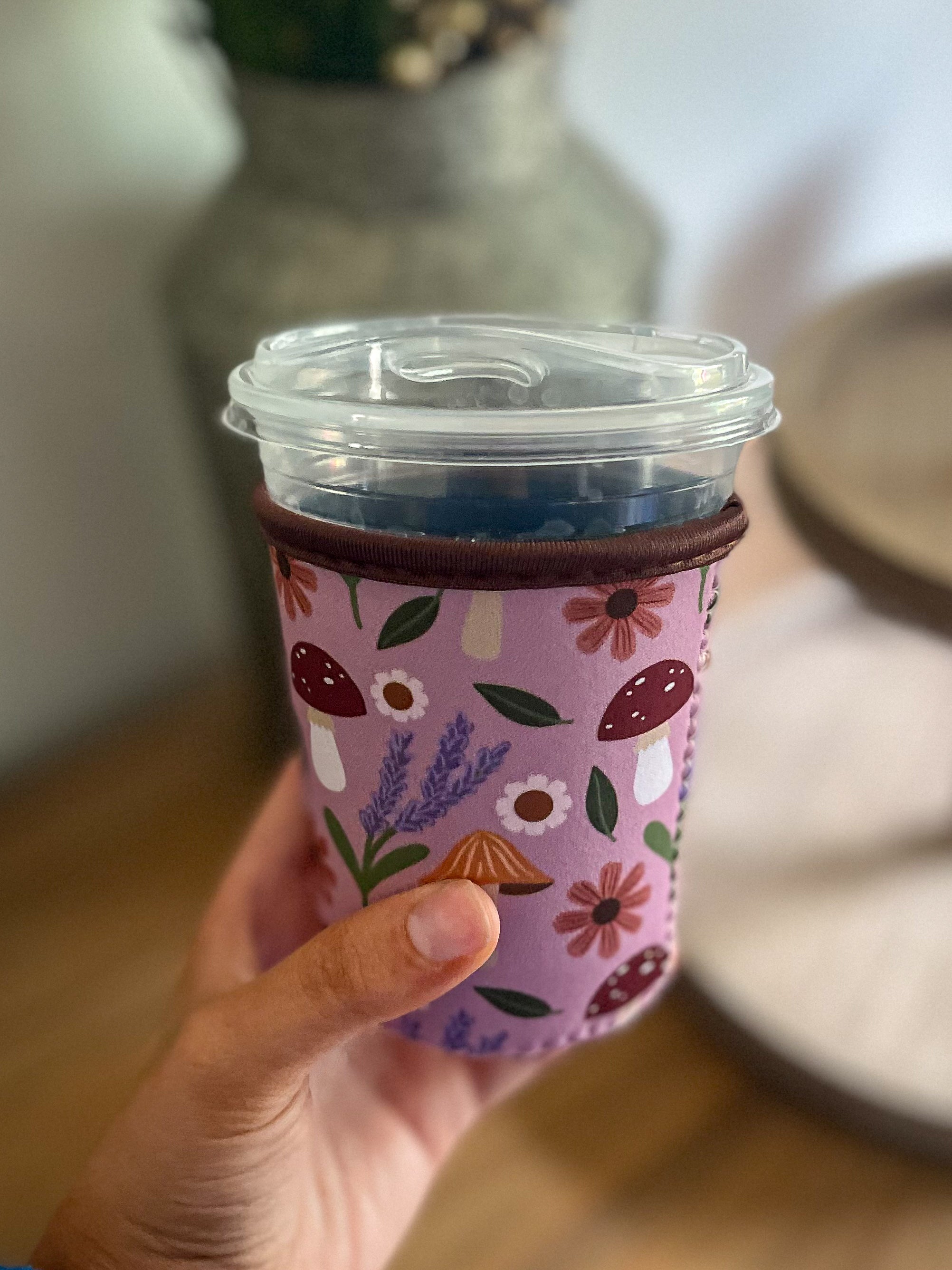 Mushroom Garden Cup Coozie | Iced Coffee Sleeve: Small