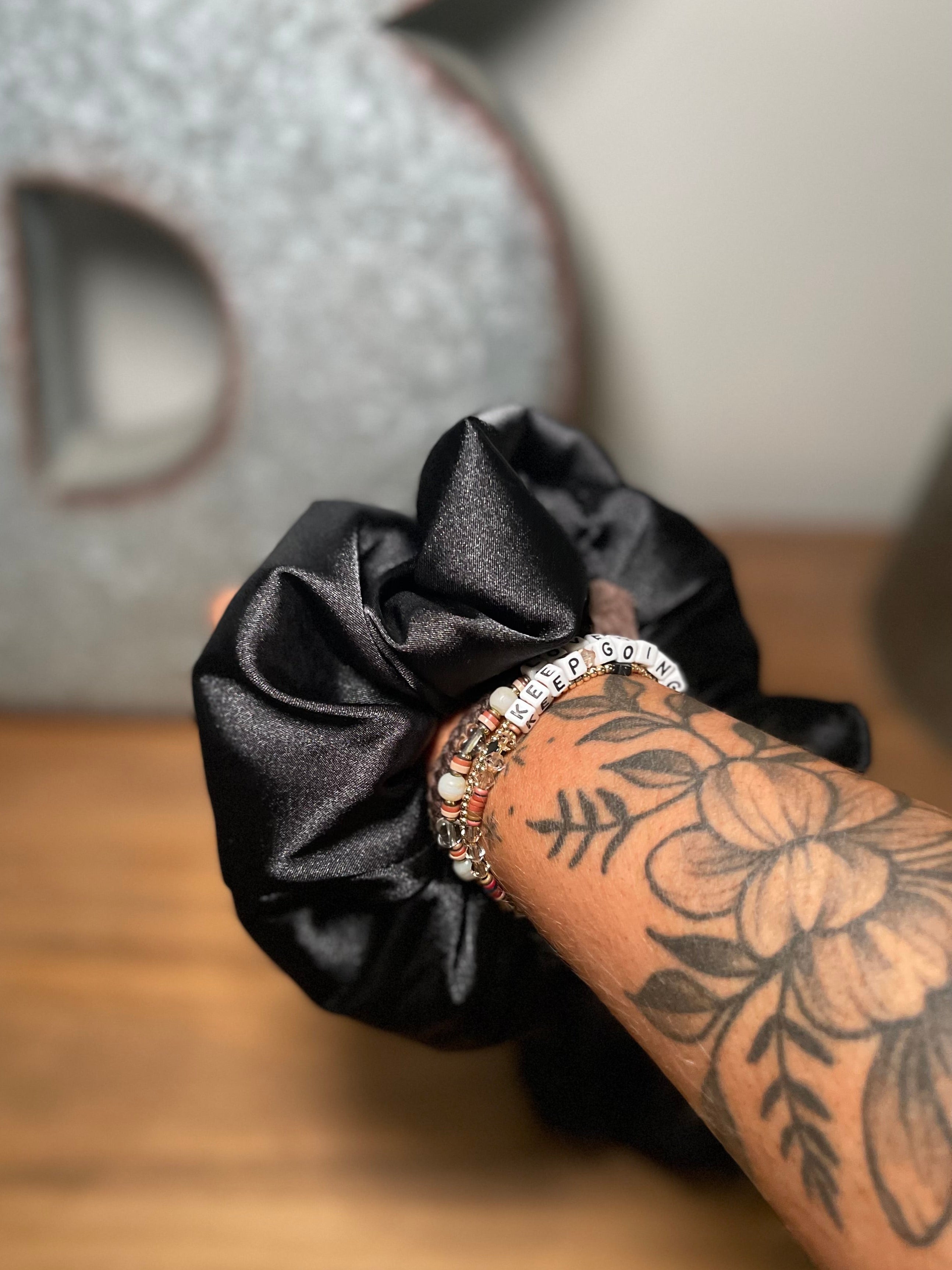 Black Satin Scrunchie | XL