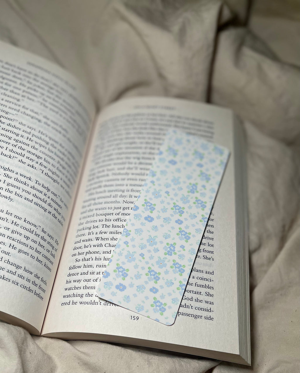 Light Blue Florals - SJC Laminated Bookmark