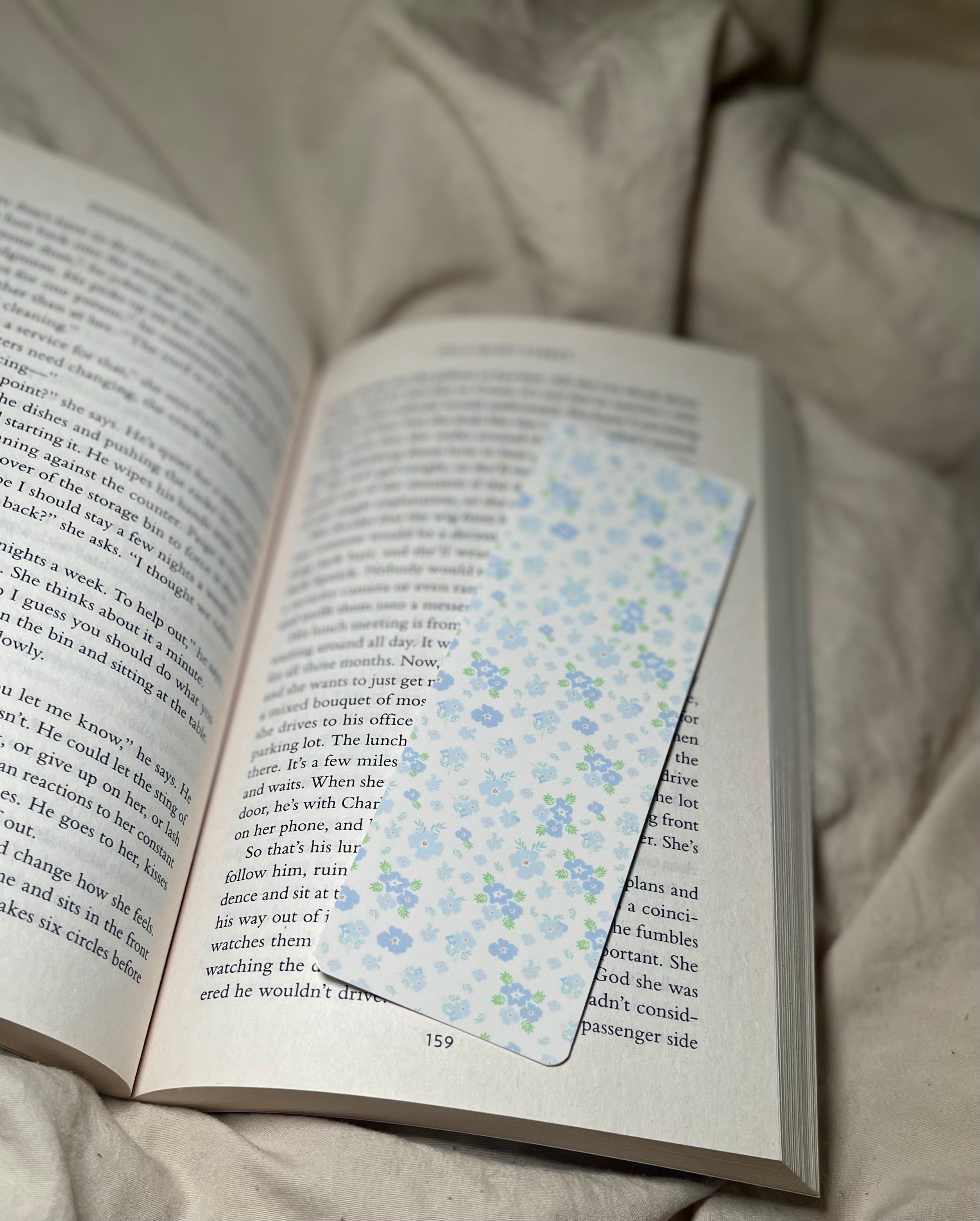 Light Blue Florals - SJC Laminated Bookmark