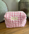 Blush Petal Picnic Quilted Makeup Pouch