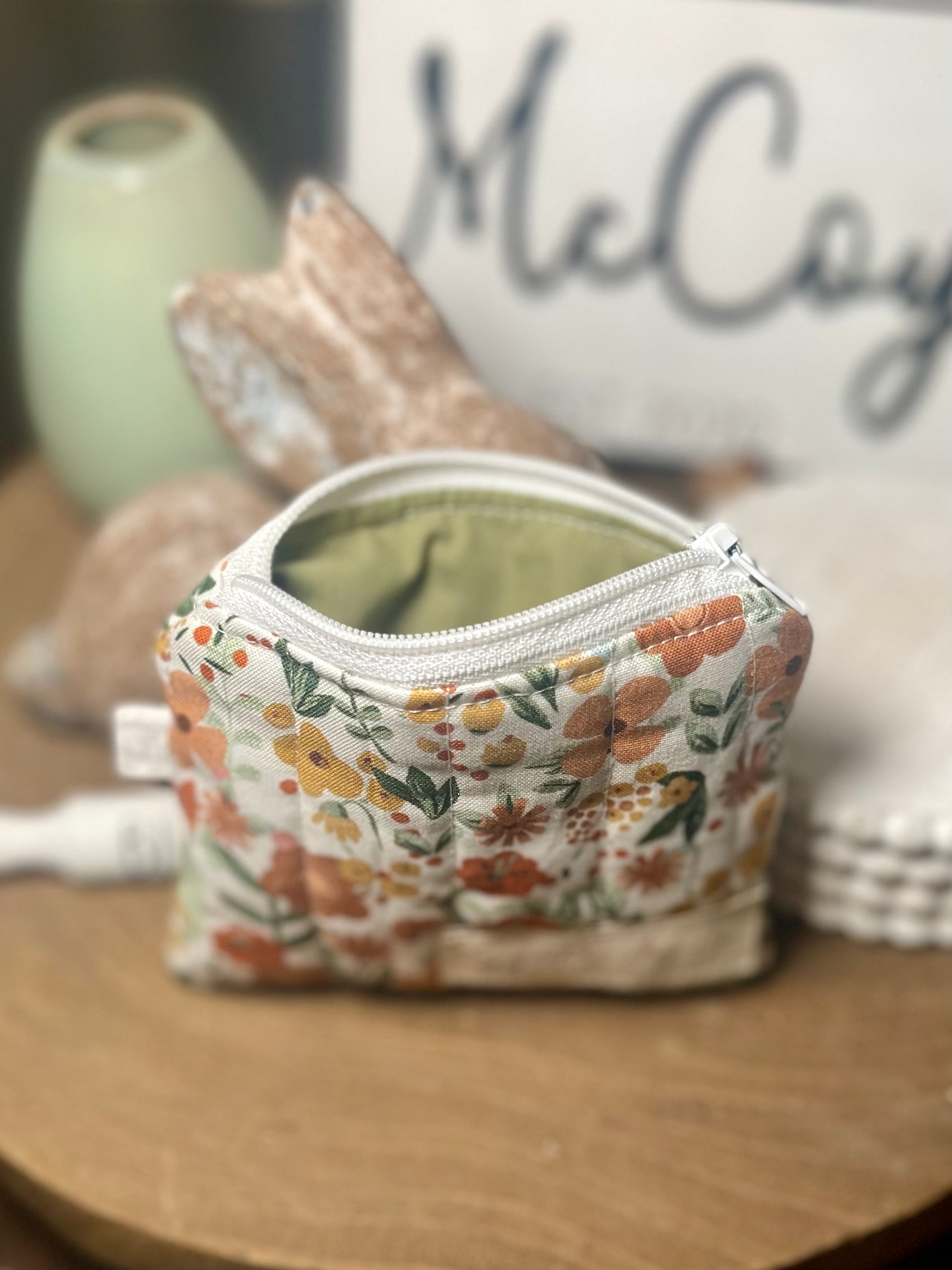 Golden Meadow Keychain Wallet | Floral Quilted Wallet