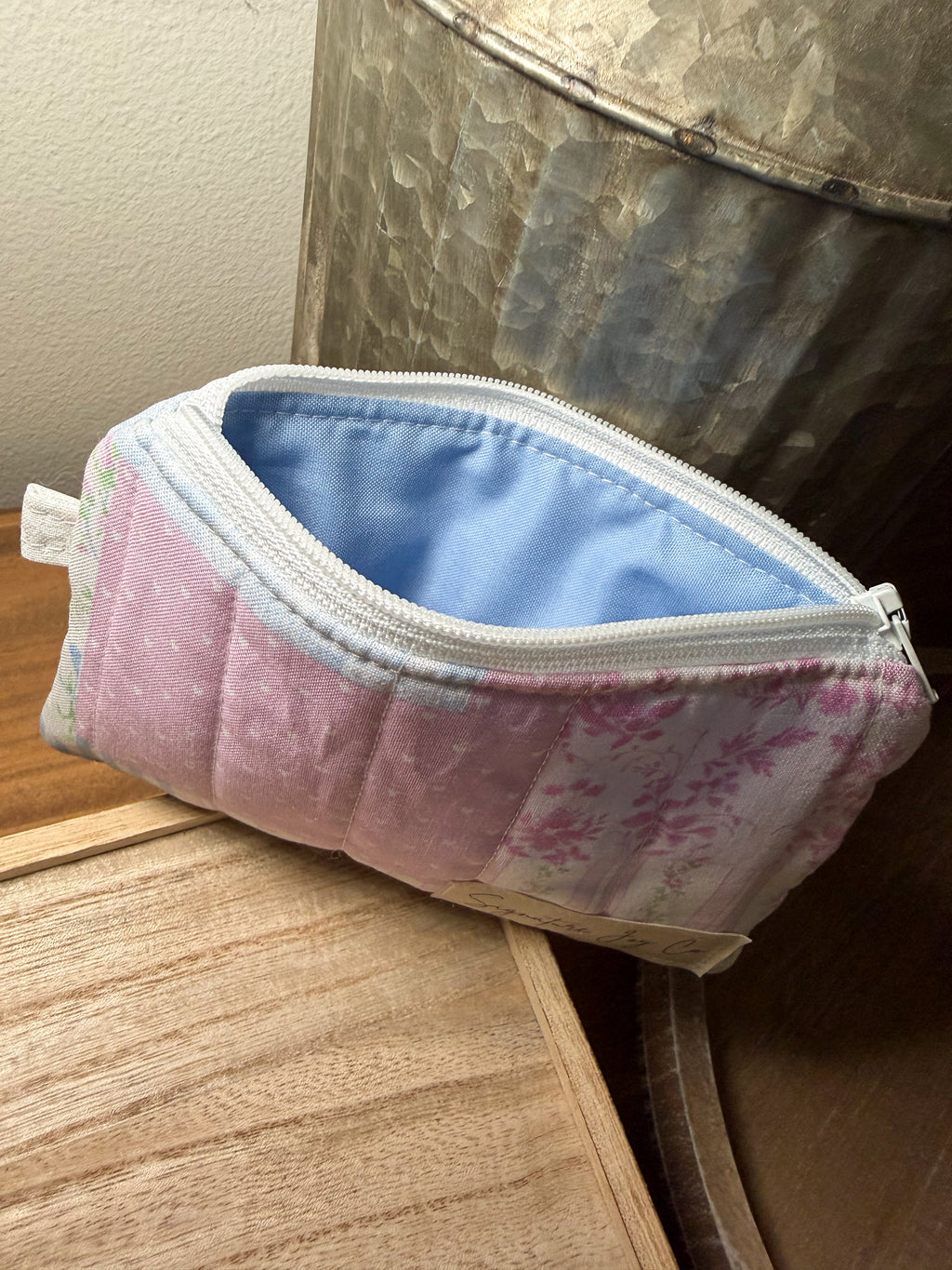 Pink Cottage Quilt Keychain Wallet