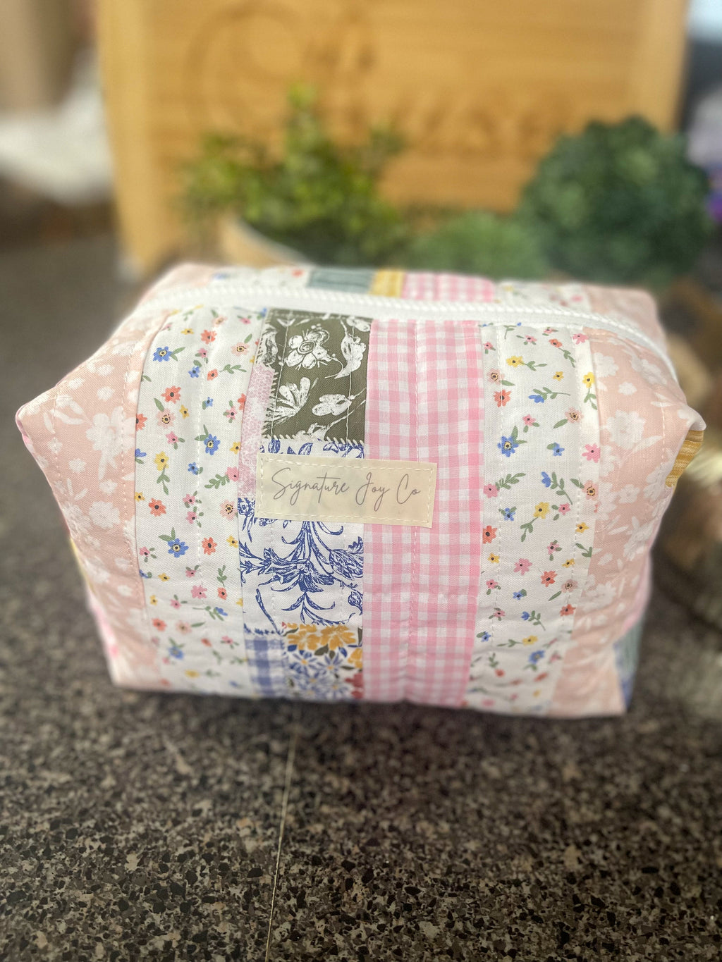 One of a Kind Patchwork Makeup Bag | Scrap Fabric Signature Pouch