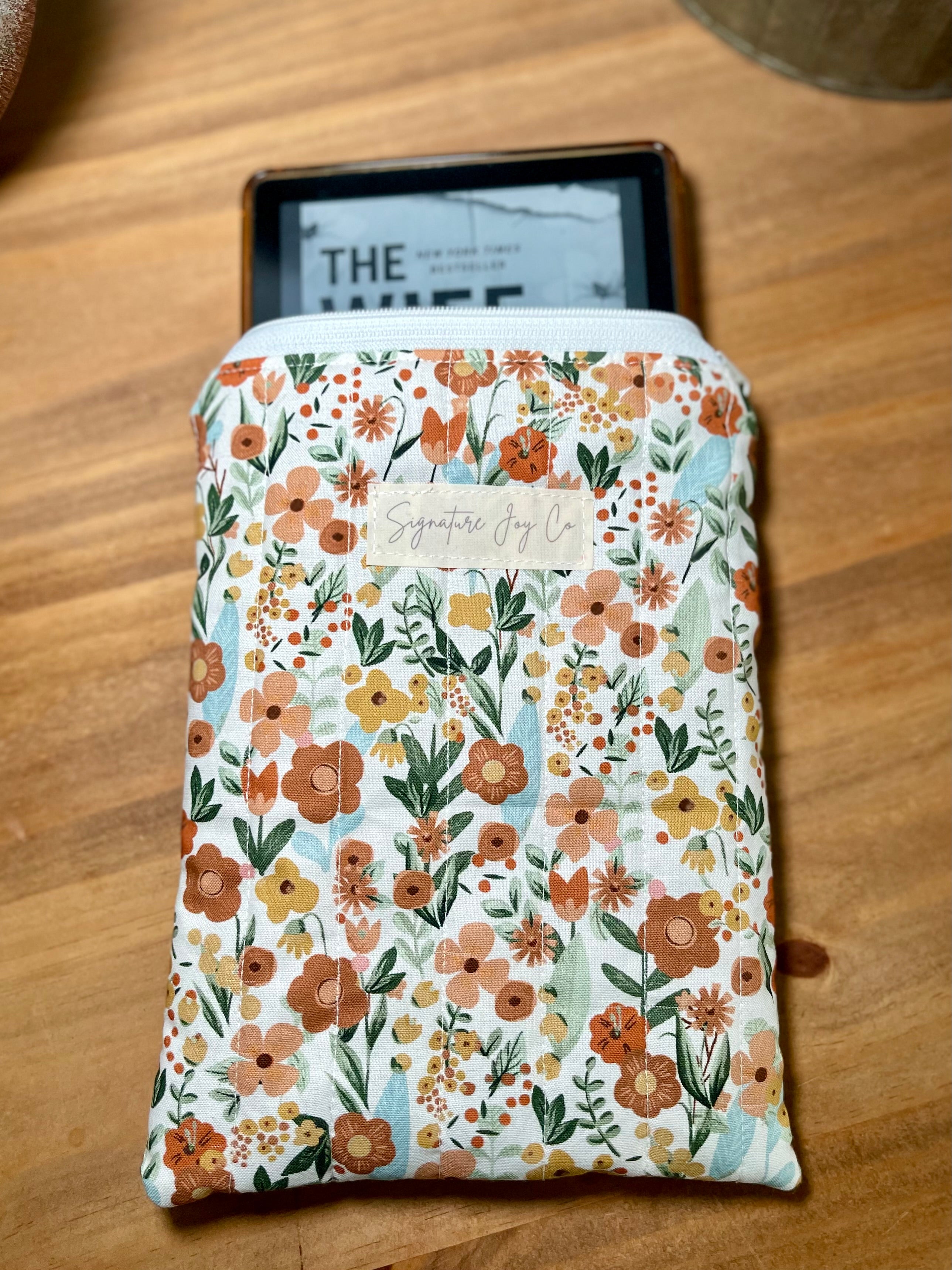 Golden Meadow Kindle Sleeve | Quilted Kindle Case | Padded E-Reader Sleeve