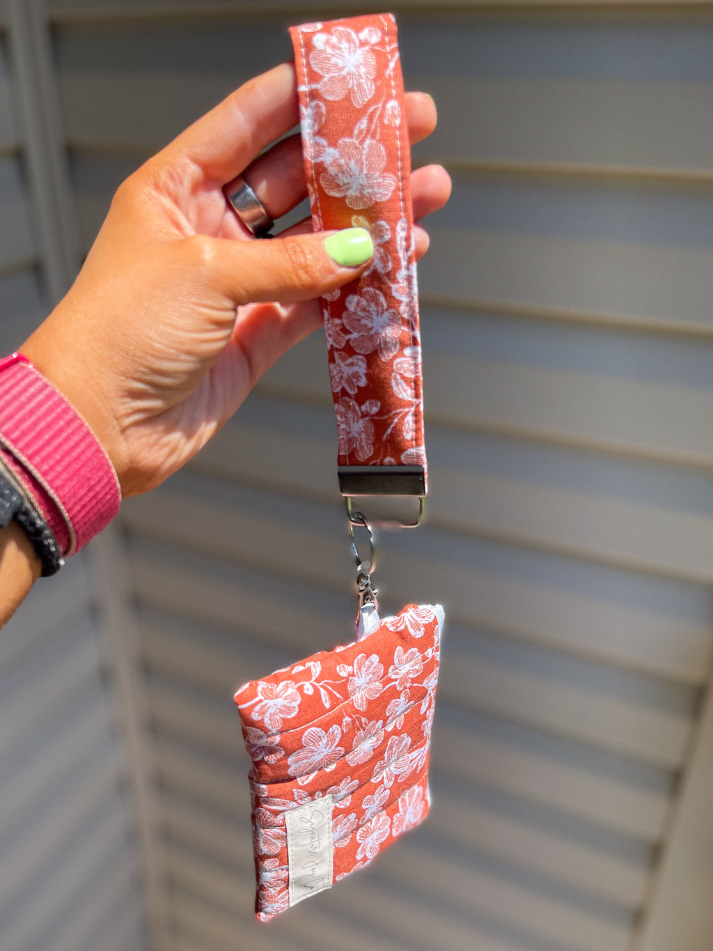 Terracotta Bloom Wristlet Wallet Duo