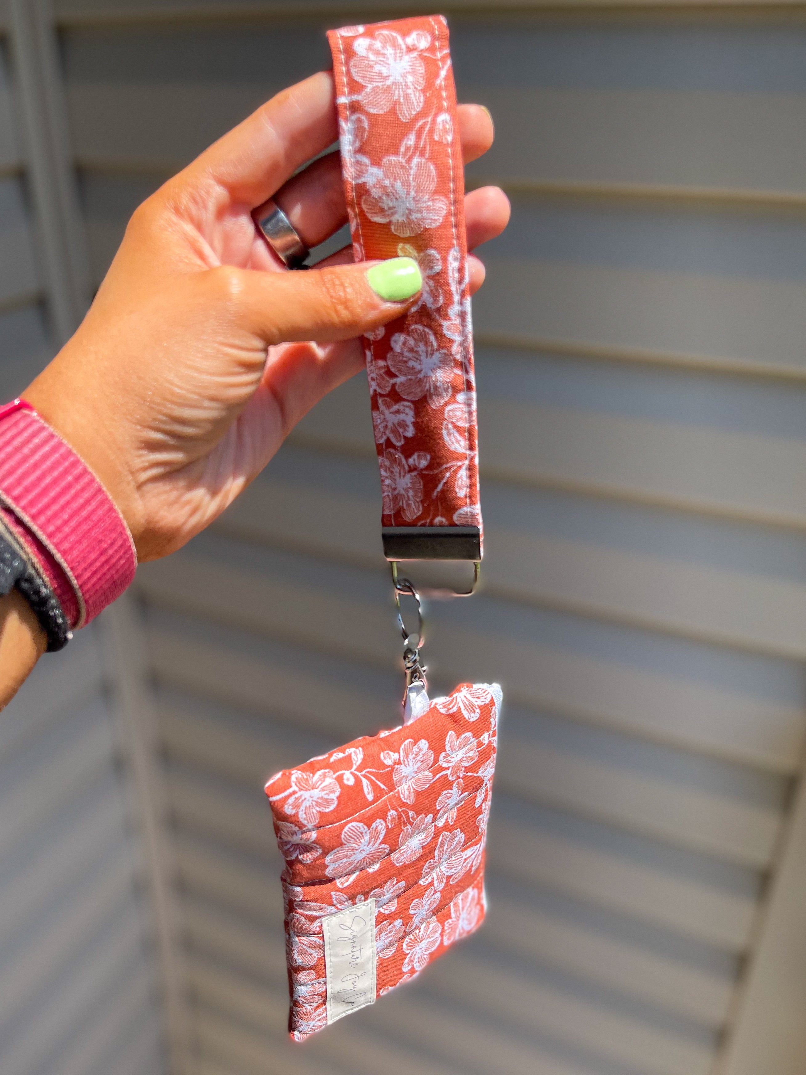 Terracotta Bloom Wristlet Wallet Duo