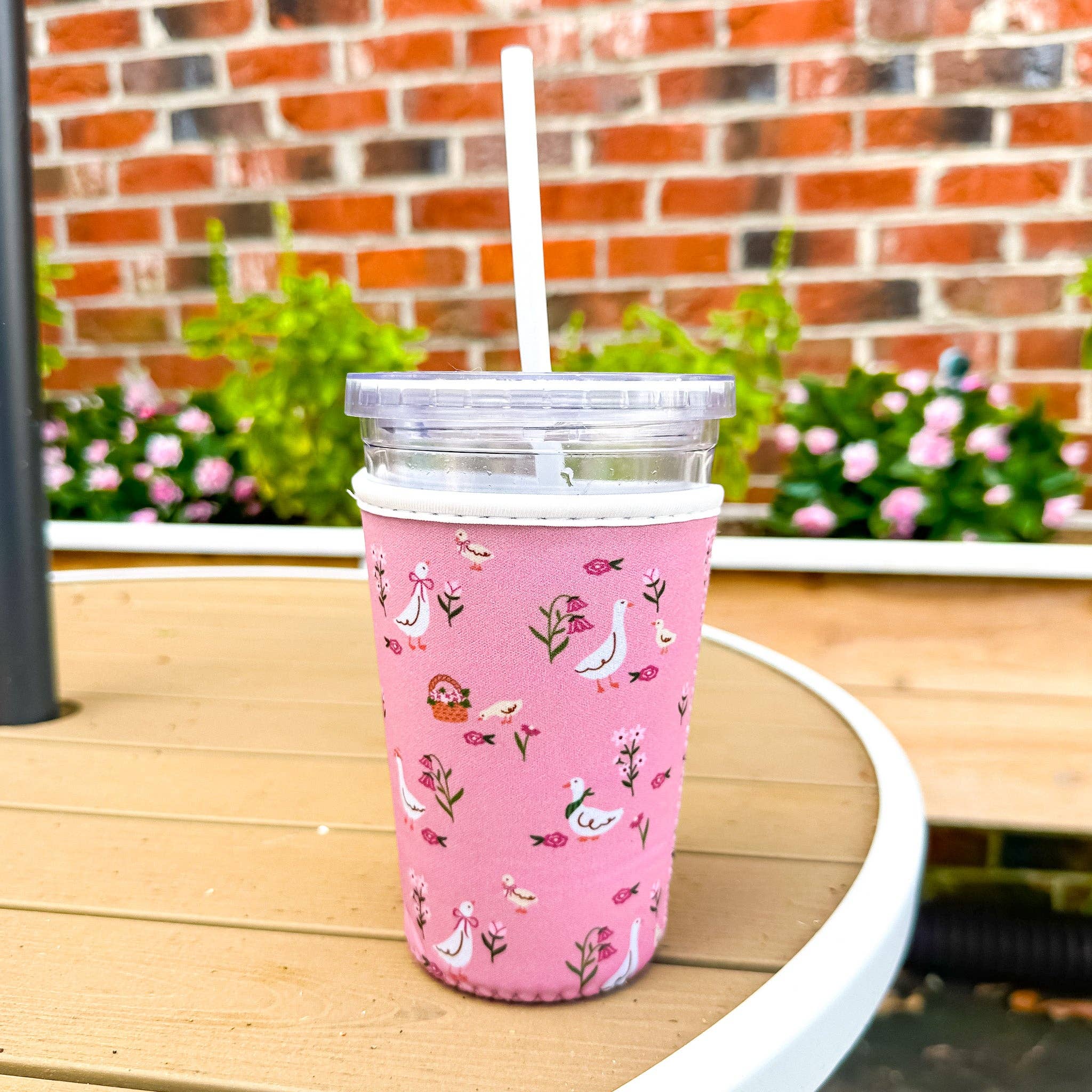 Cottage Geese Cup Coozie | Iced Coffee Sleeve: Small (16-20oz)