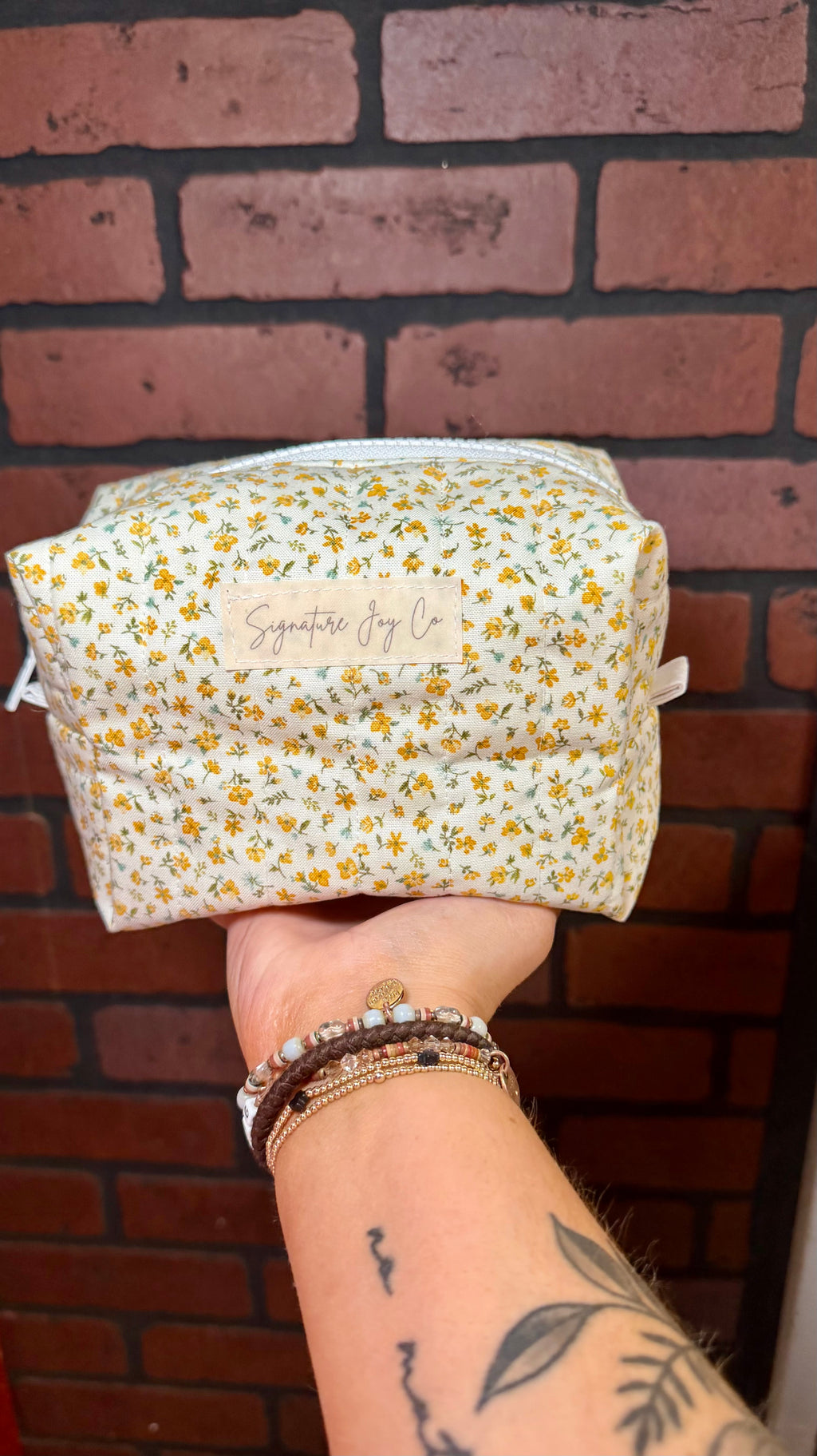 Golden Wildflower Mini Makeup Bag