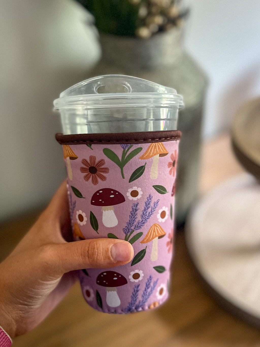 Mushroom Garden Cup Coozie | Iced Coffee Sleeve: Medium