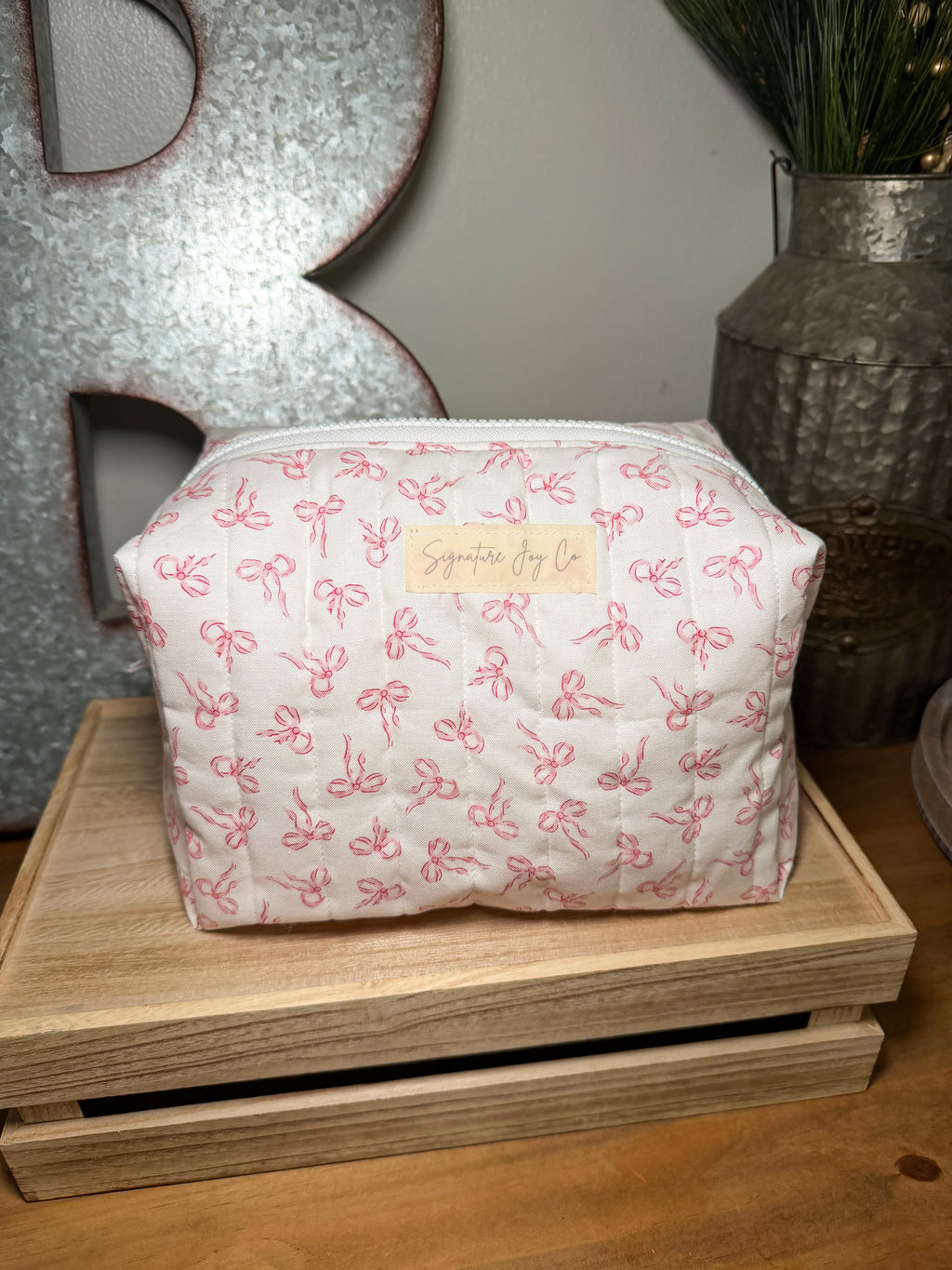 Pink Bows Signature Makeup Bag