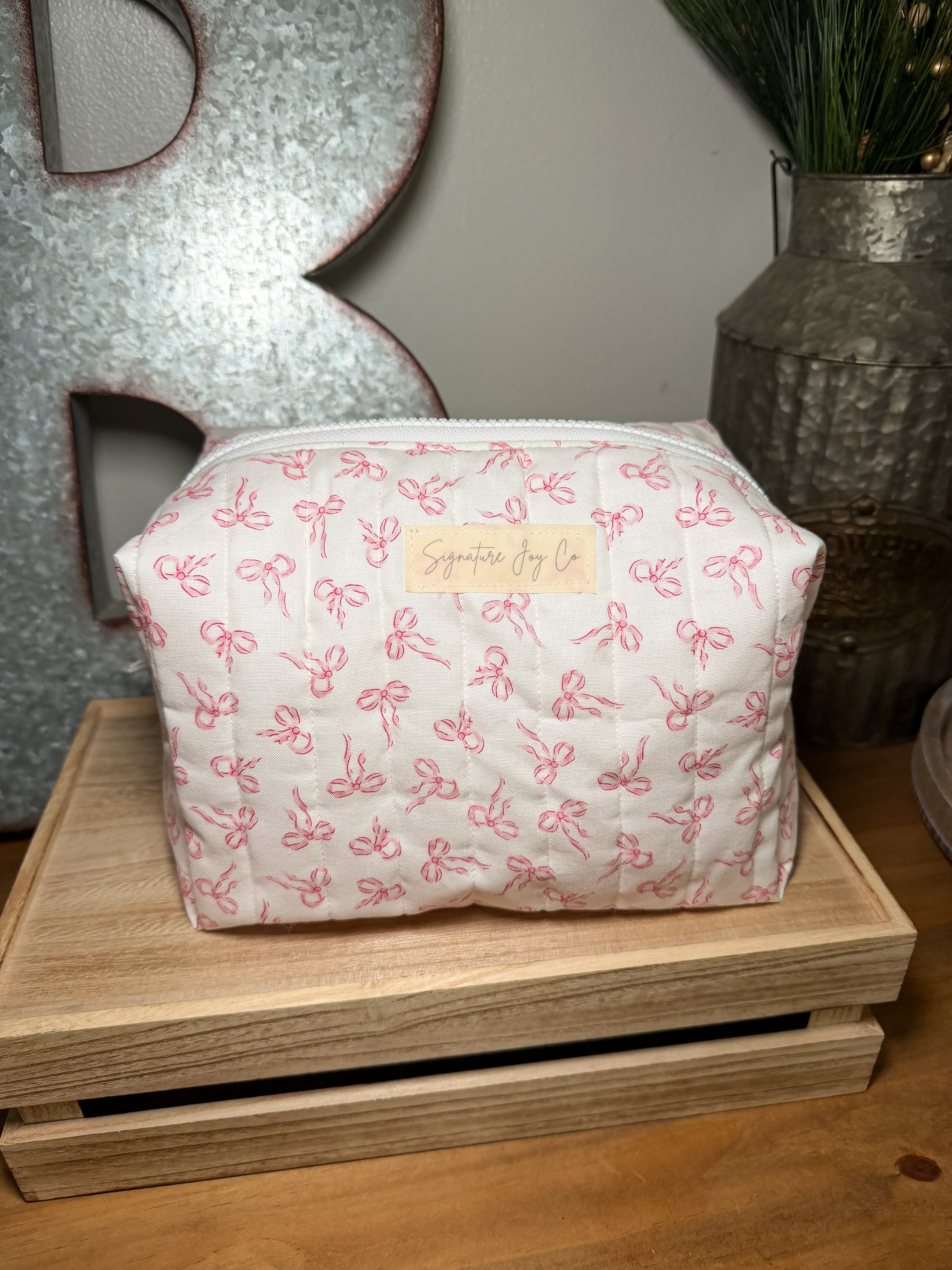 Pink Bows Signature Makeup Bag