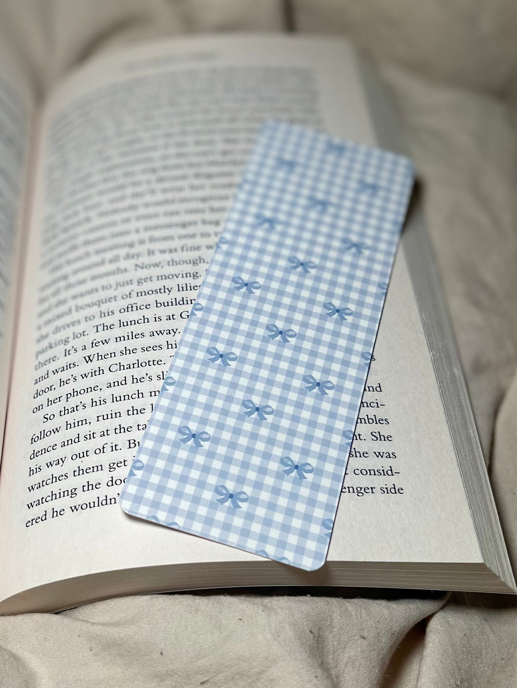 Blue Bows - SJC Laminated Bookmark