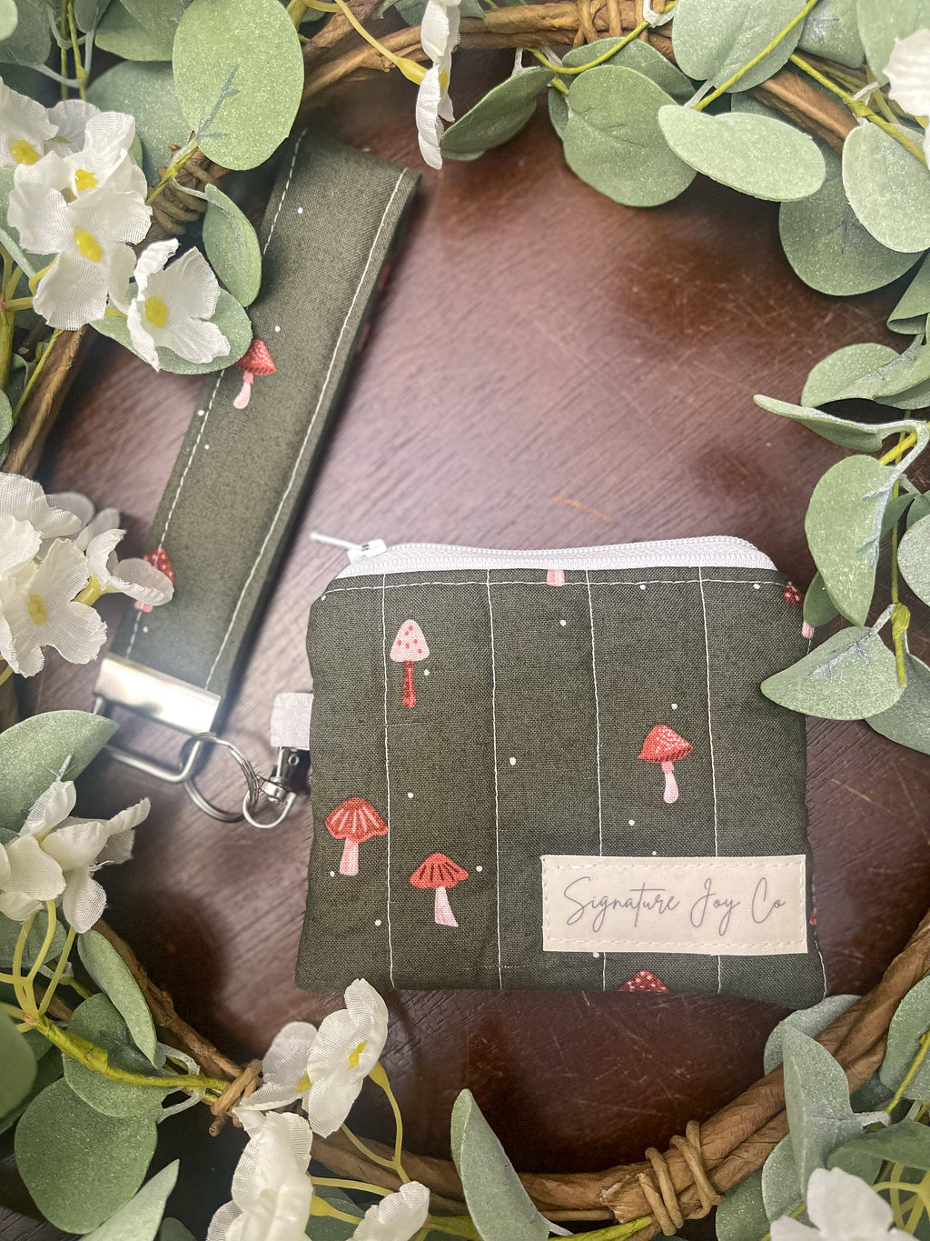 Mushroom Meadow Wristlet Wallet Duo