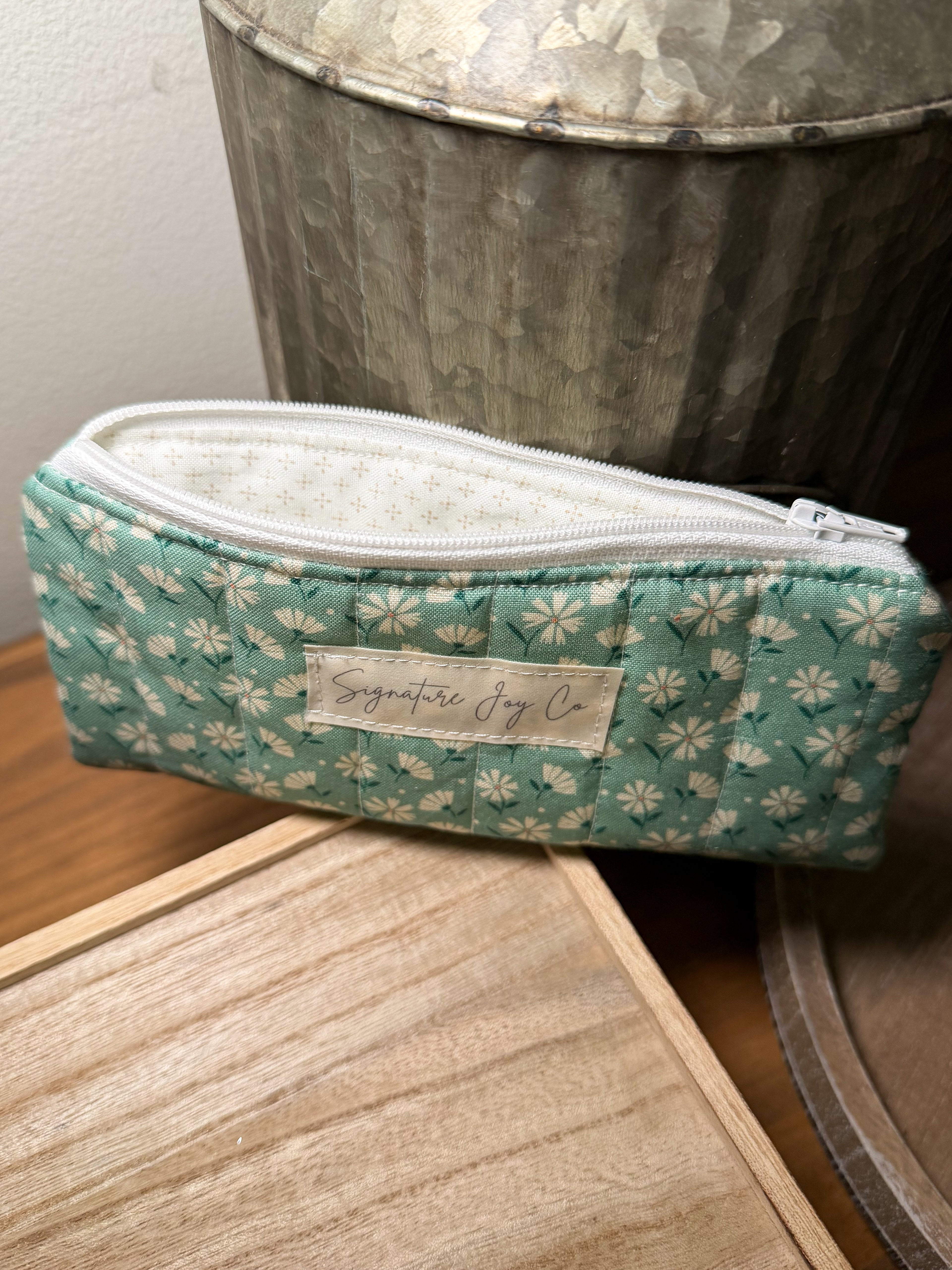 Meadow Mint Pencil + Glasses Case