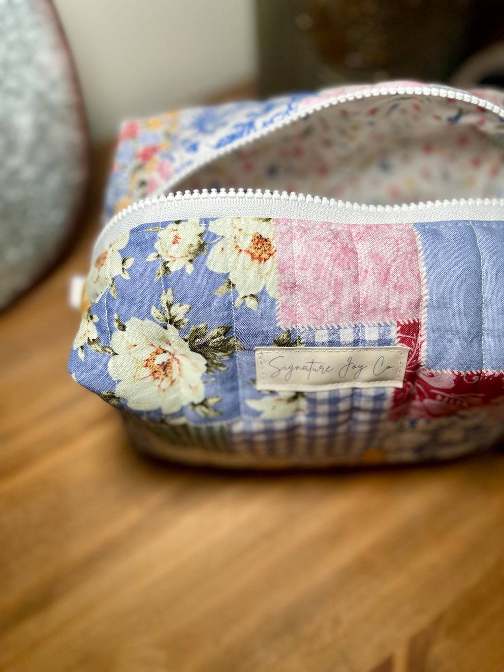 Sage Garden Quilted Makeup Bag | Signature Pouch