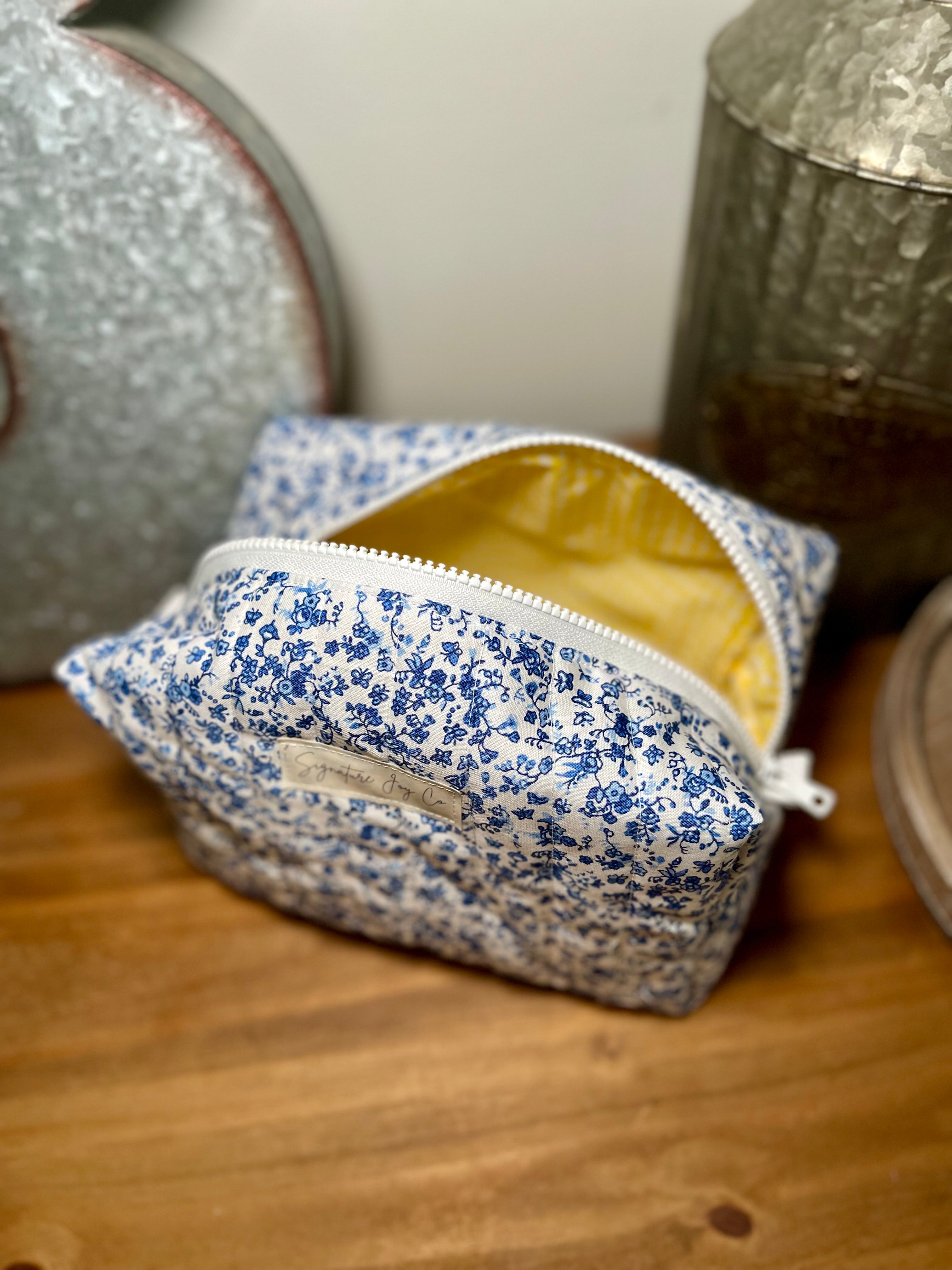 Blueberry Lemonade Quilted Makeup Bag | Signature Pouch