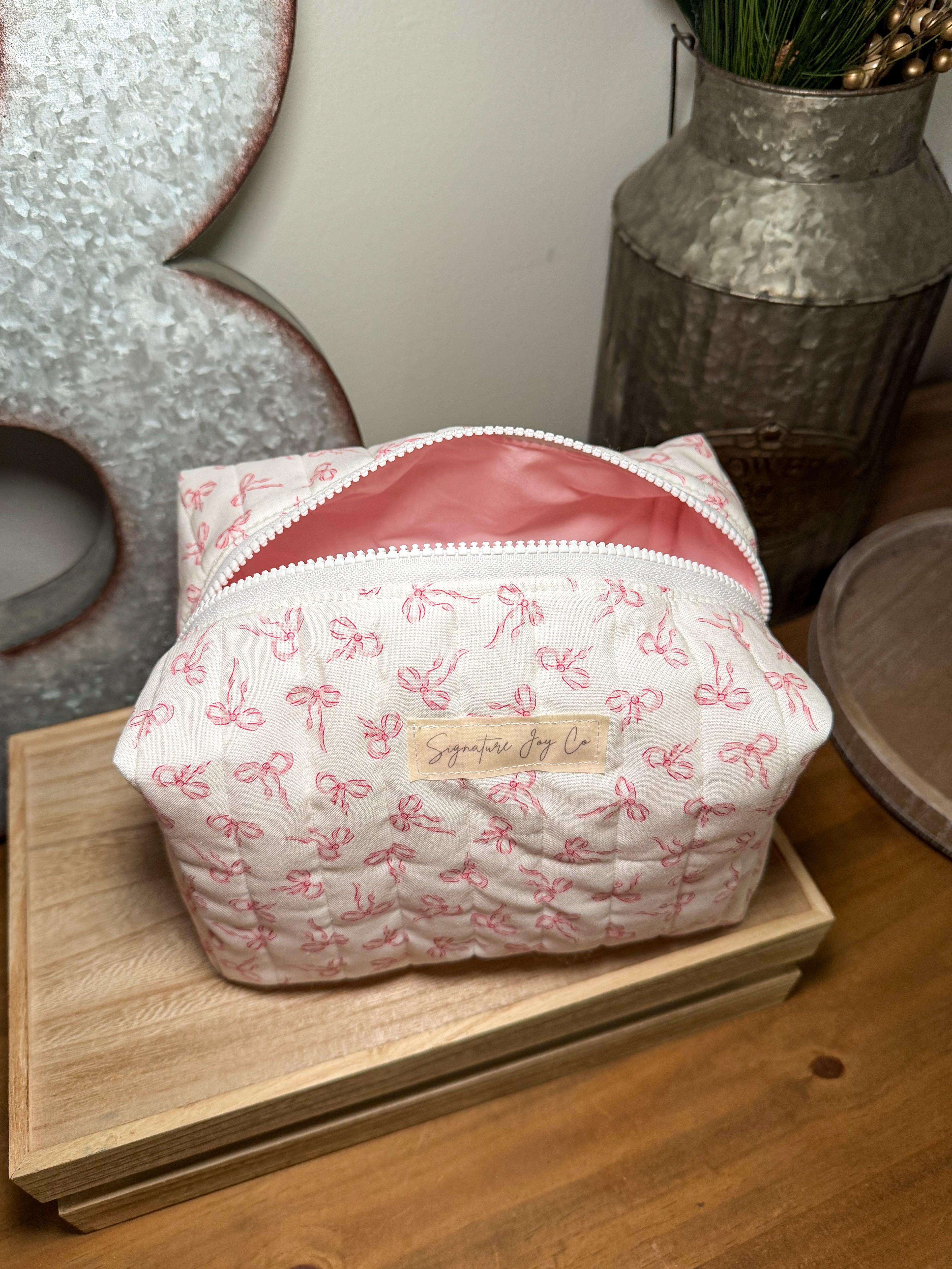 Pink Bows Signature Makeup Bag