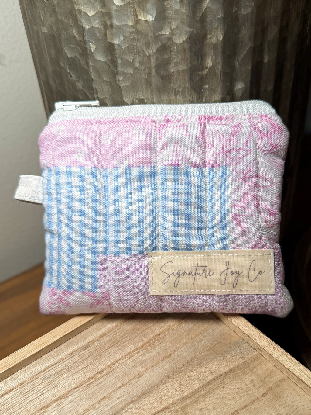 Pink Cottage Quilt Keychain Wallet