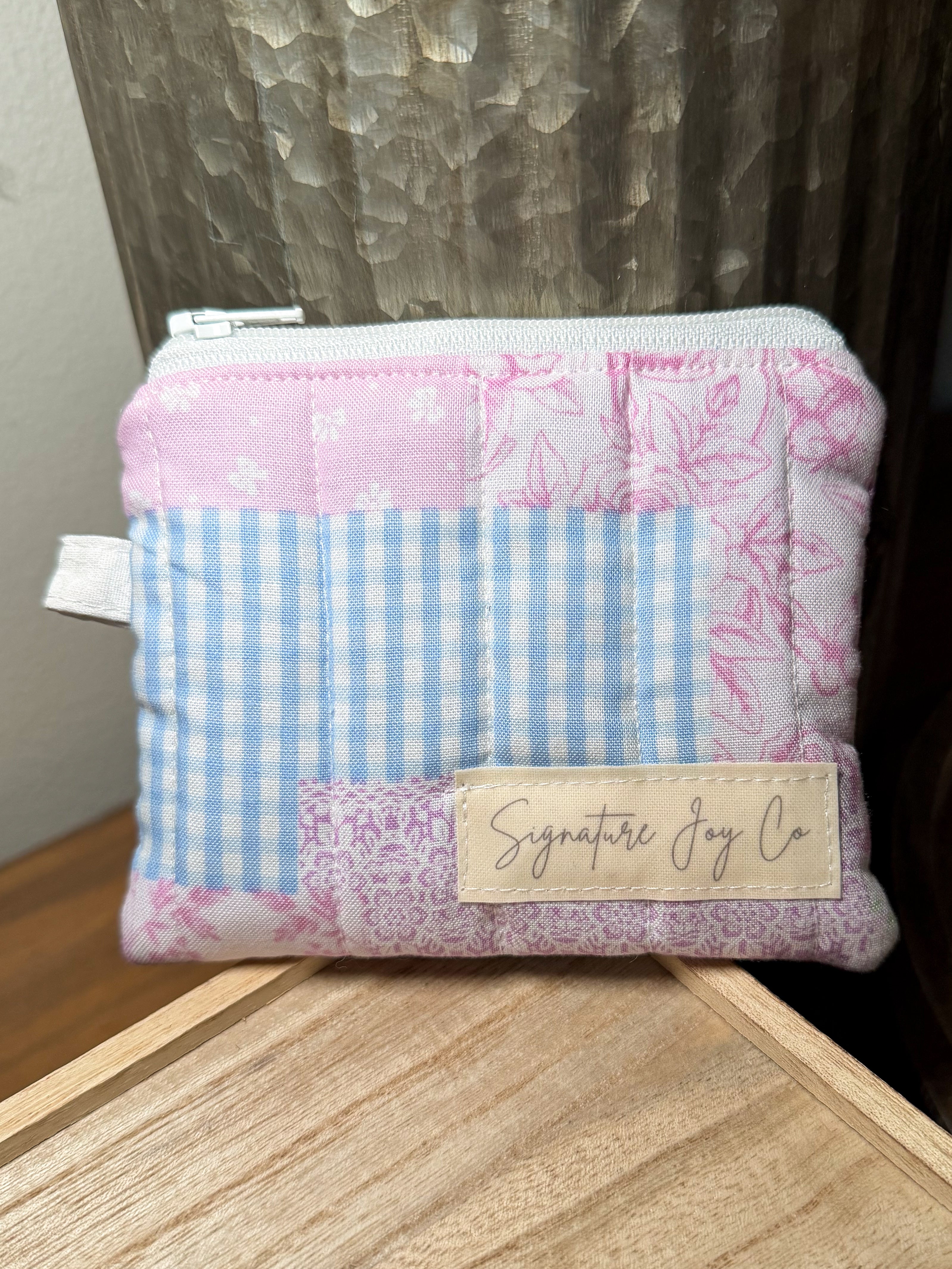 Pink Cottage Quilt Keychain Wallet