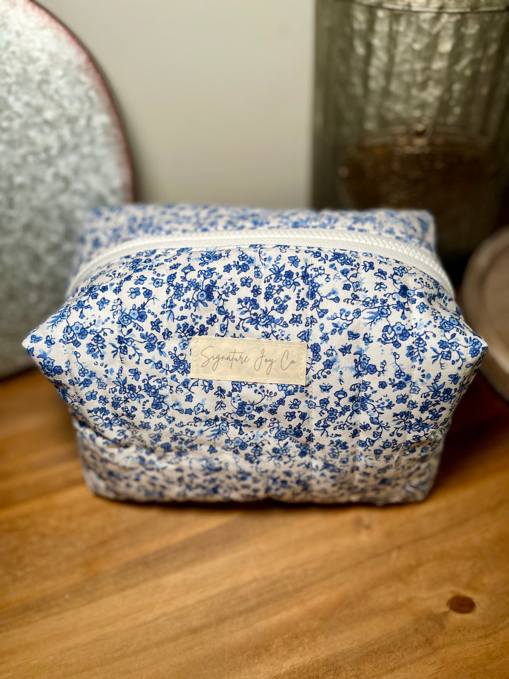 Blueberry Lemonade Quilted Makeup Bag | Signature Pouch
