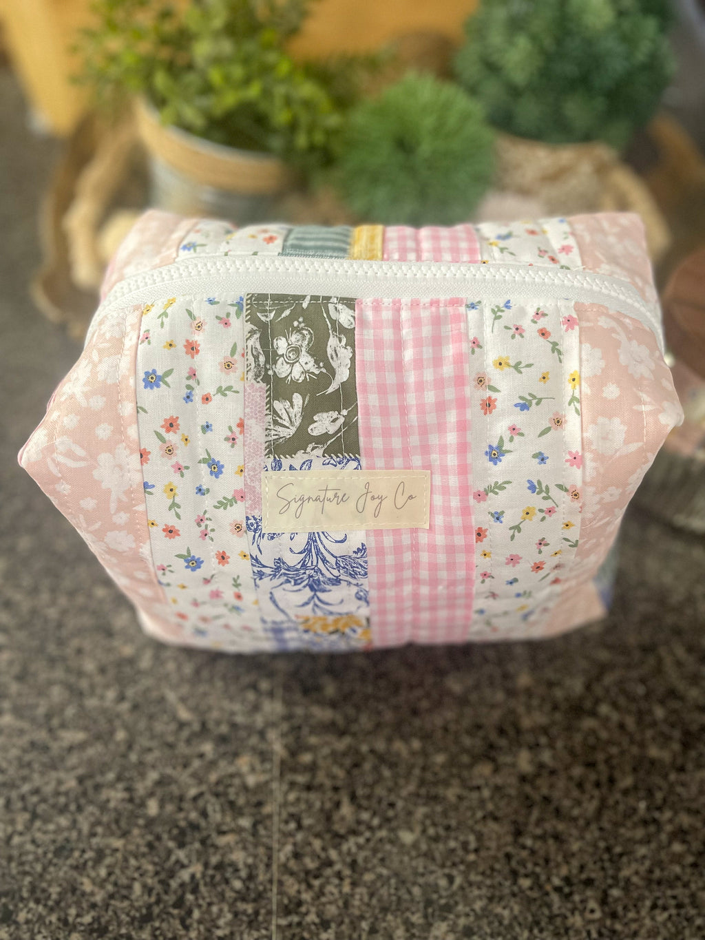 One of a Kind Patchwork Makeup Bag | Scrap Fabric Signature Pouch