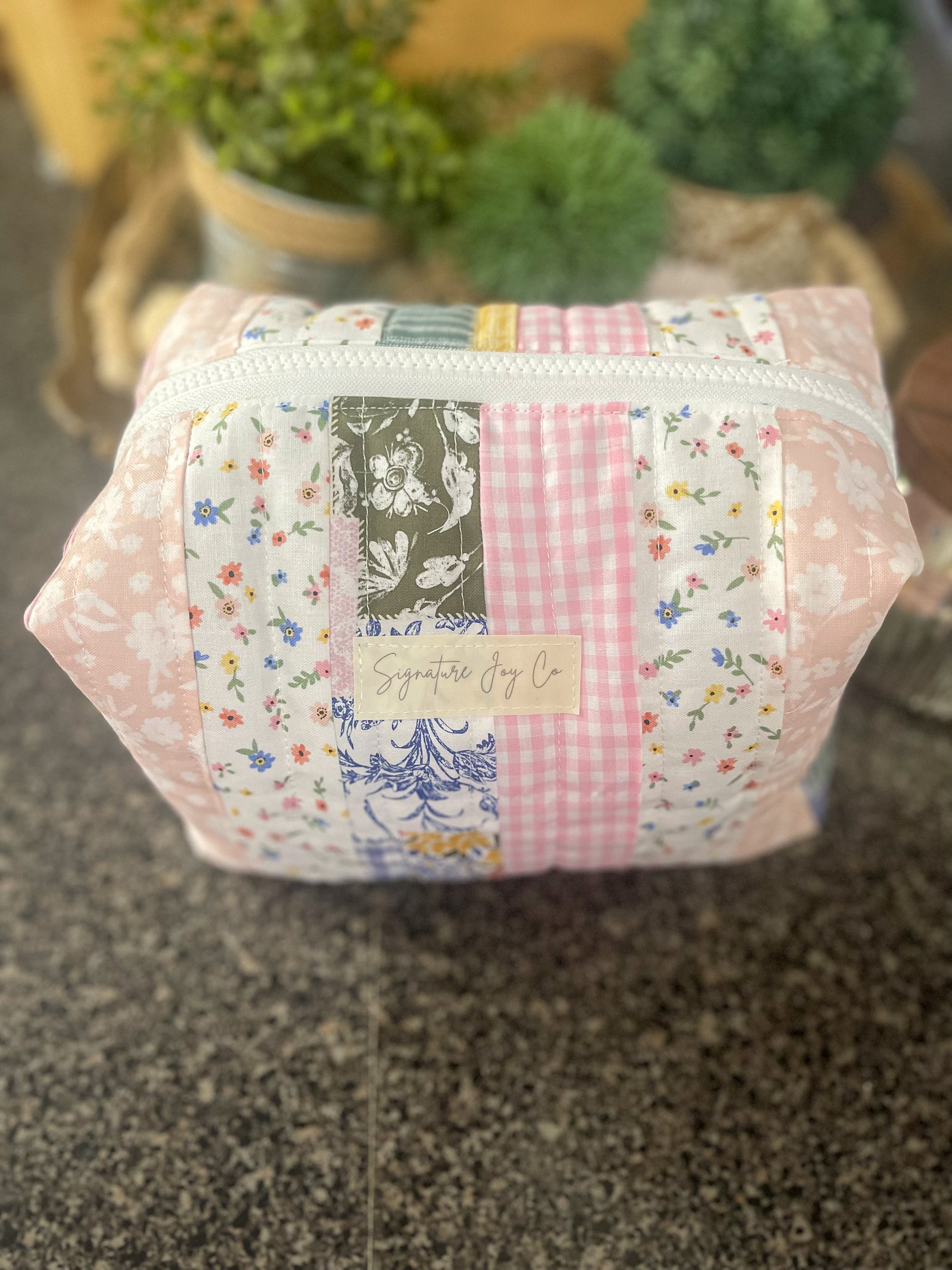 One of a Kind Patchwork Makeup Bag | Scrap Fabric Signature Pouch