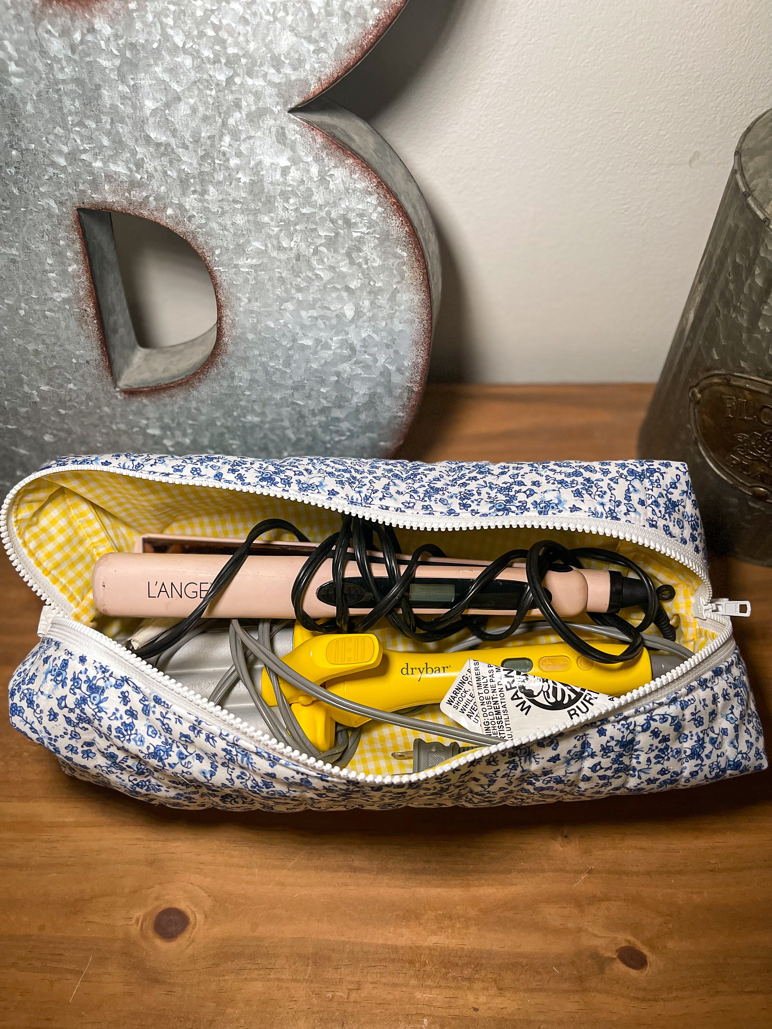 Blueberry Lemonade Quilted Hair Tools Bag | Travel Hot Tools Case