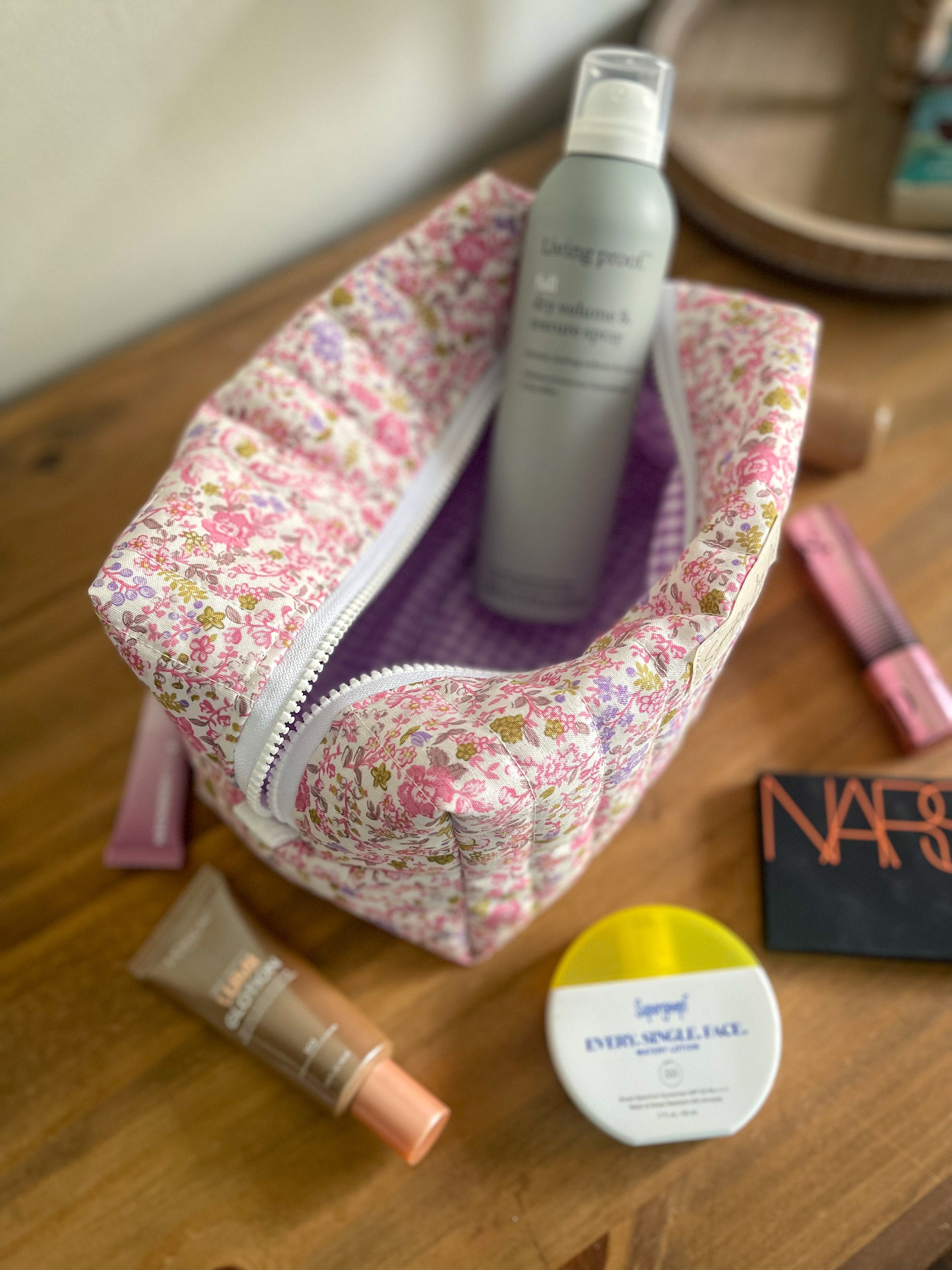 Pink Garden Party Quilted Makeup Pouch | Signature Joy Co