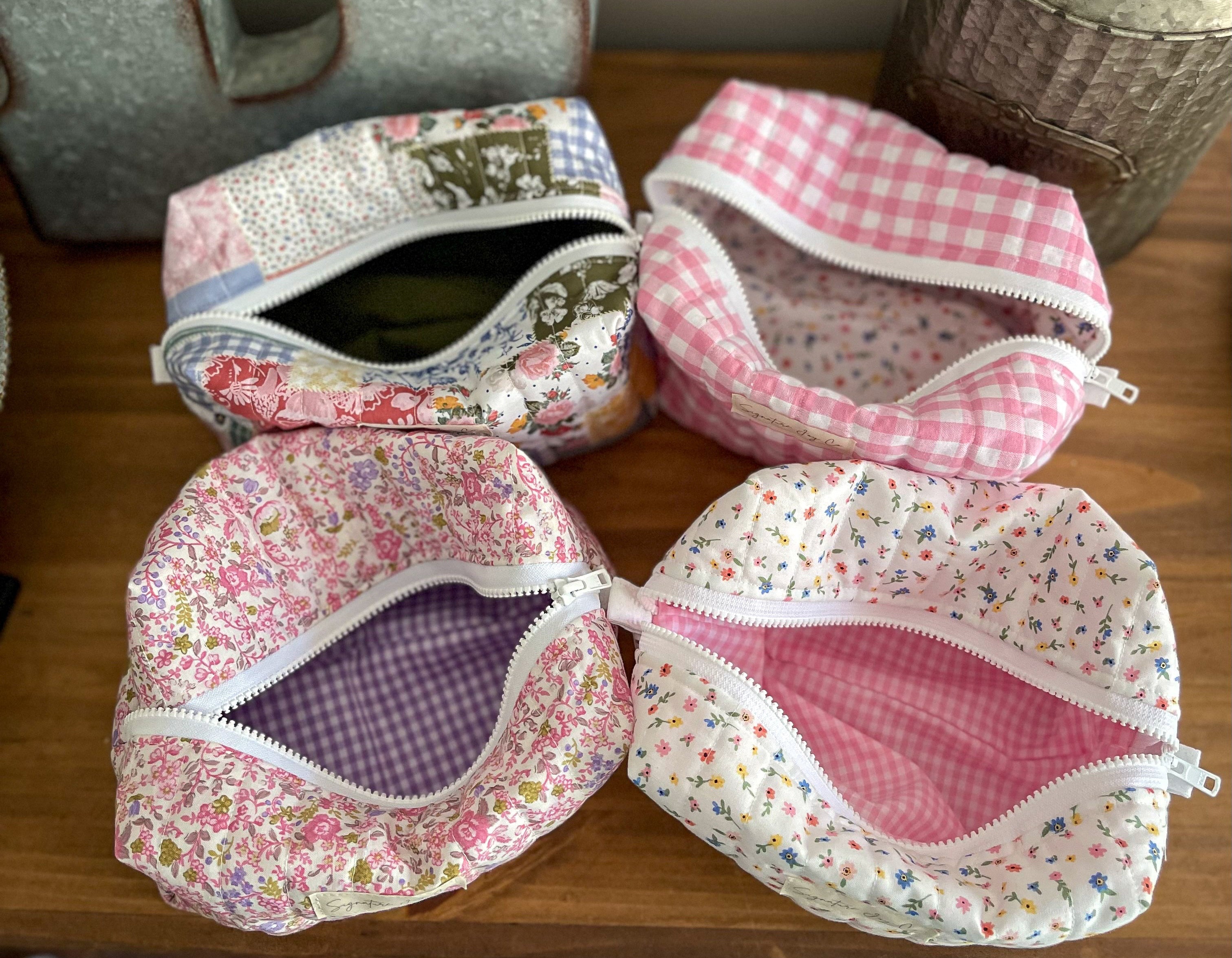 Pink Garden Party Quilted Makeup Pouch | Signature Joy Co