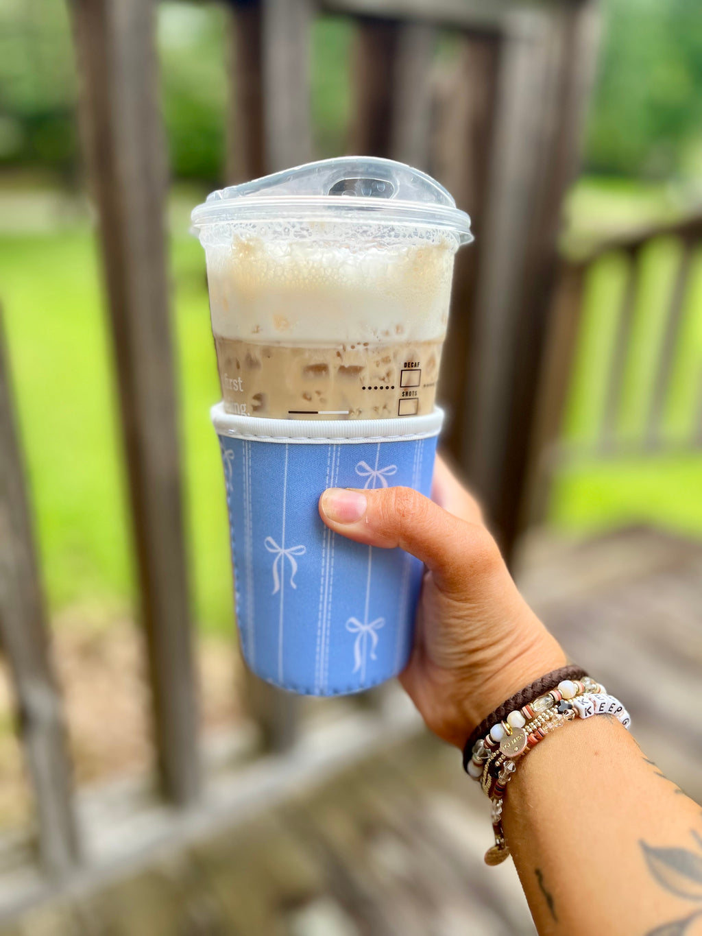 Bluebell Bows Cup Coozie | Iced Coffee Sleeve: Small