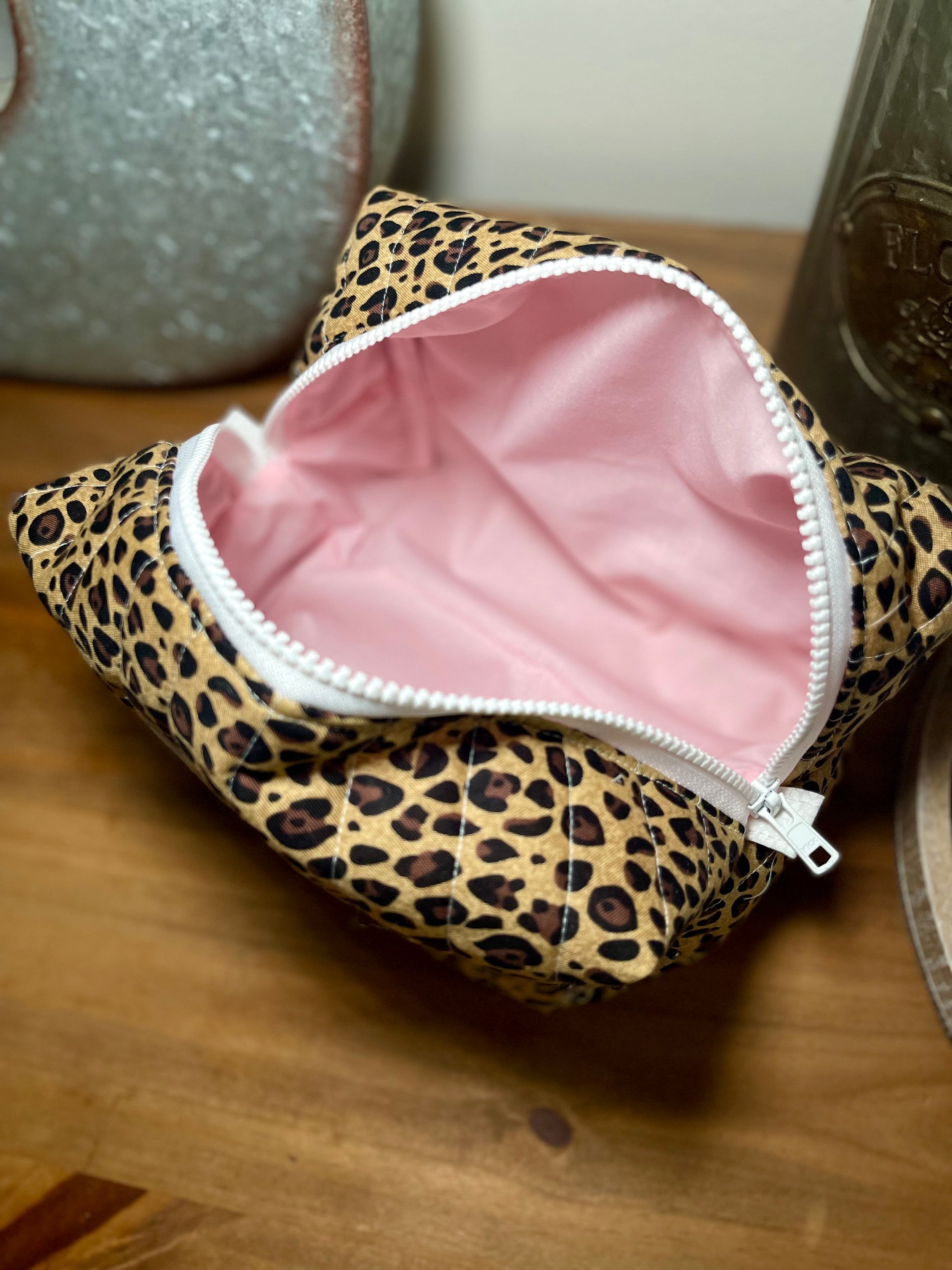 Classic Leopard Signature Makeup Bag | Handmade Cosmetic Bag