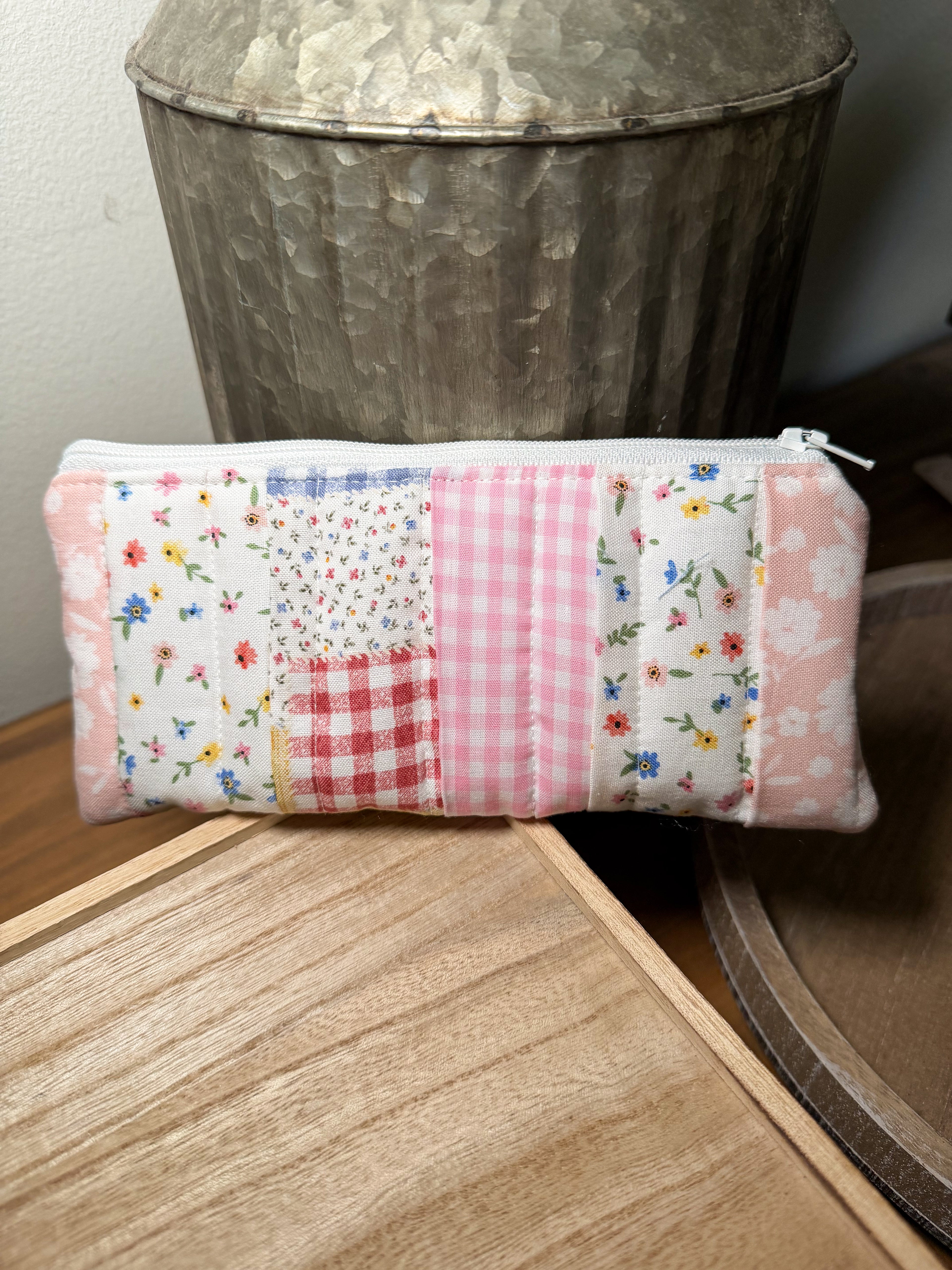 One of a Kind Patchwork Pencil + Glasses Case