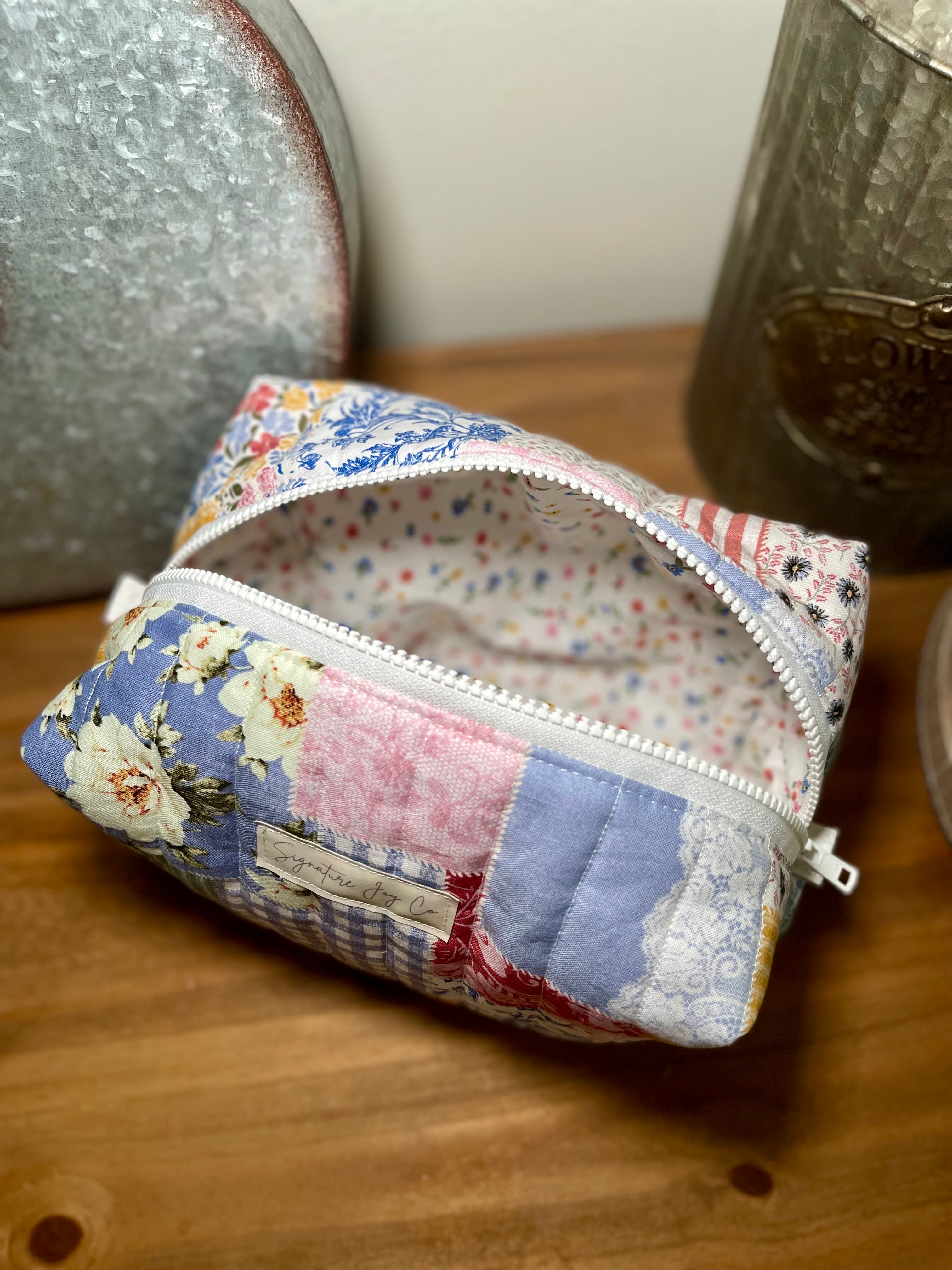 Sage Garden Quilted Makeup Bag | Signature Pouch