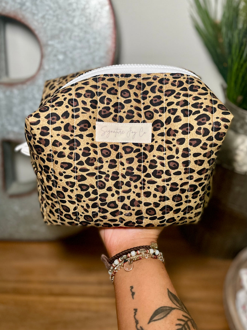 Classic Leopard Signature Makeup Bag | Handmade Cosmetic Bag