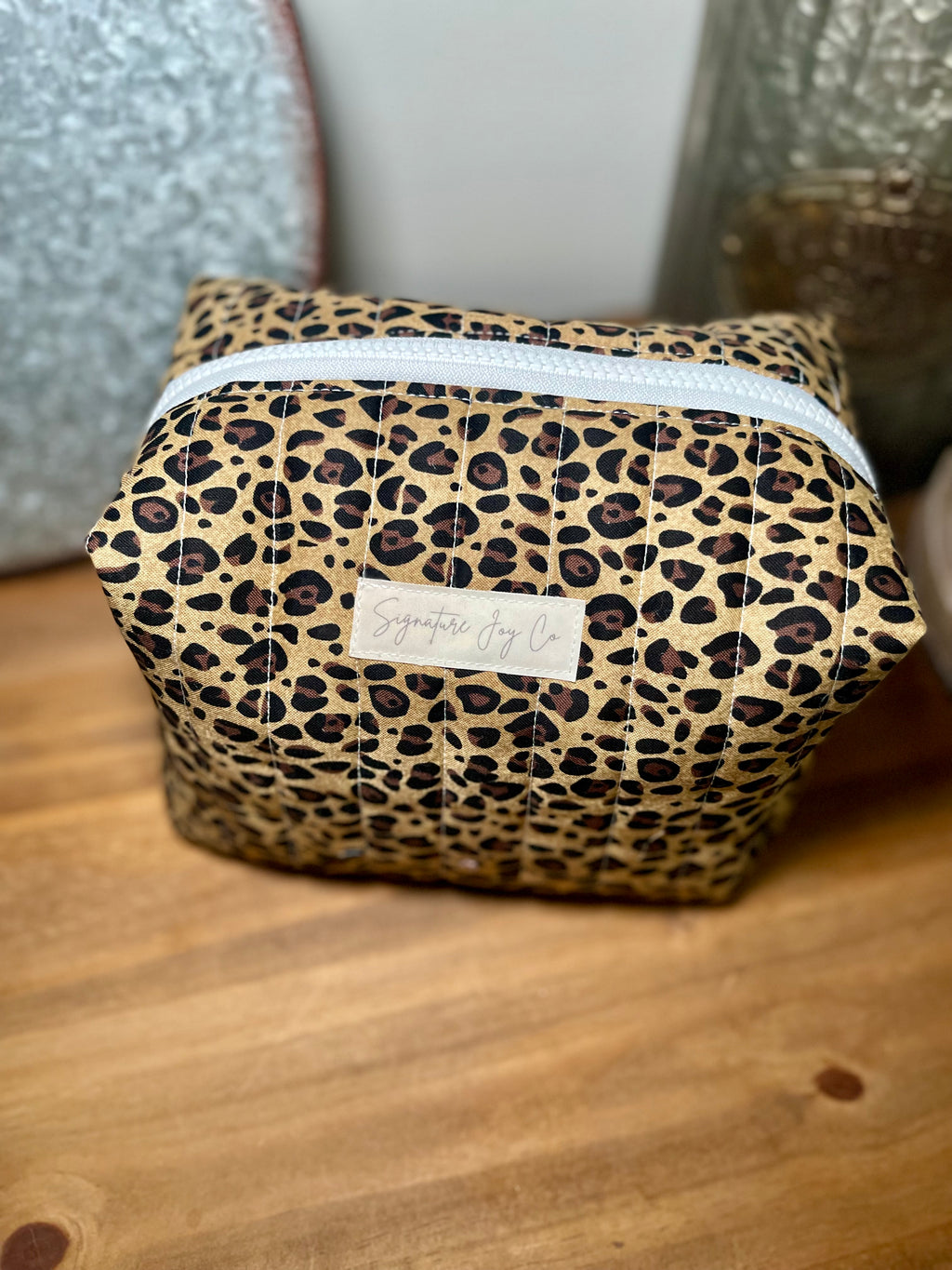 Classic Leopard Signature Makeup Bag | Handmade Cosmetic Bag