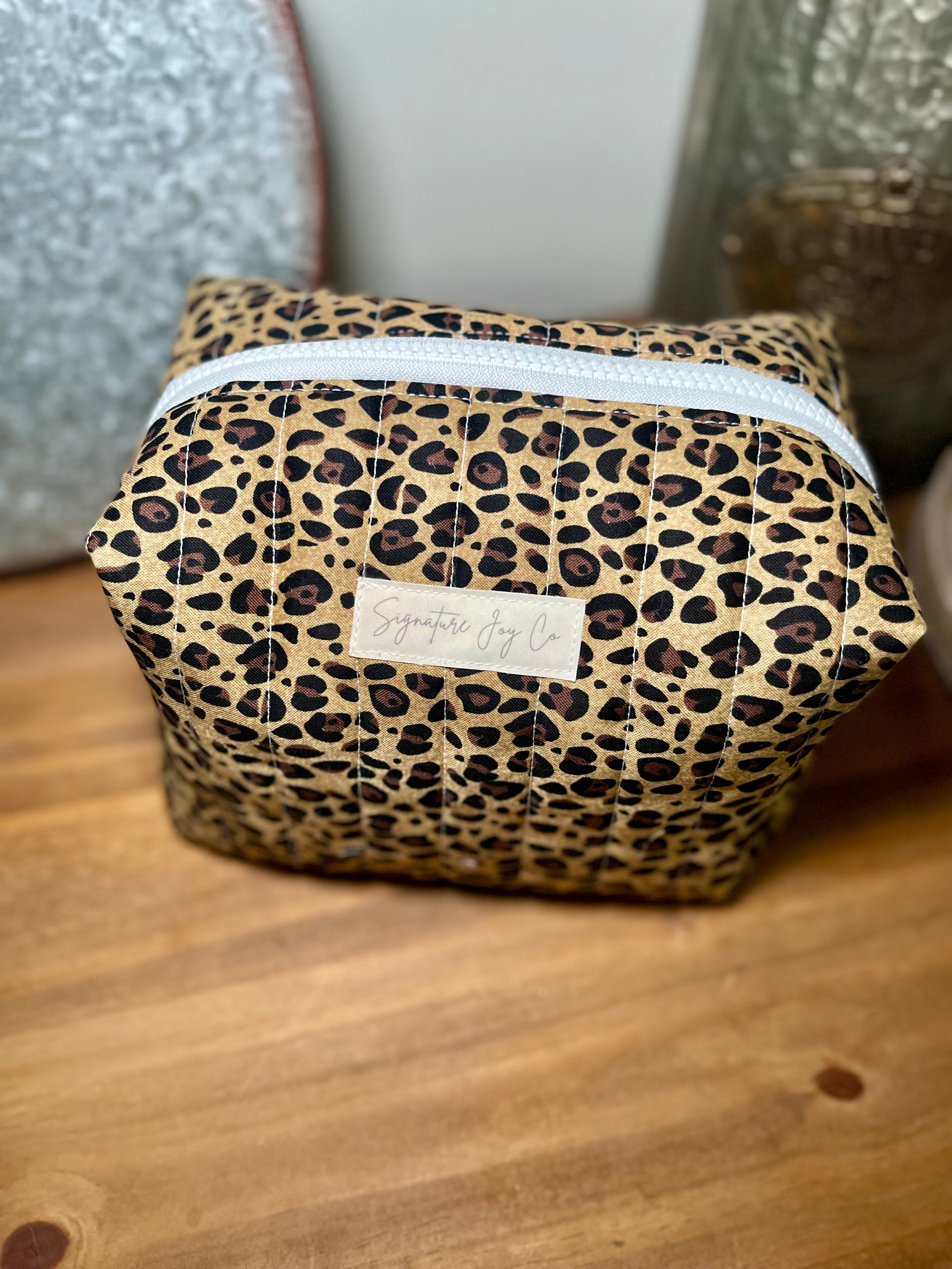 Classic Leopard Signature Makeup Bag | Handmade Cosmetic Bag