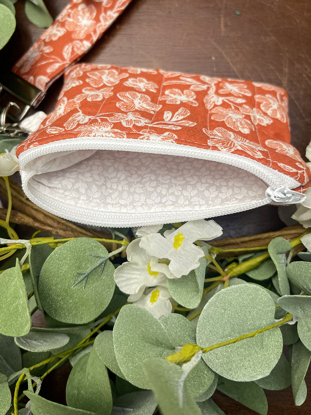 Terracotta Bloom Wristlet Wallet Duo