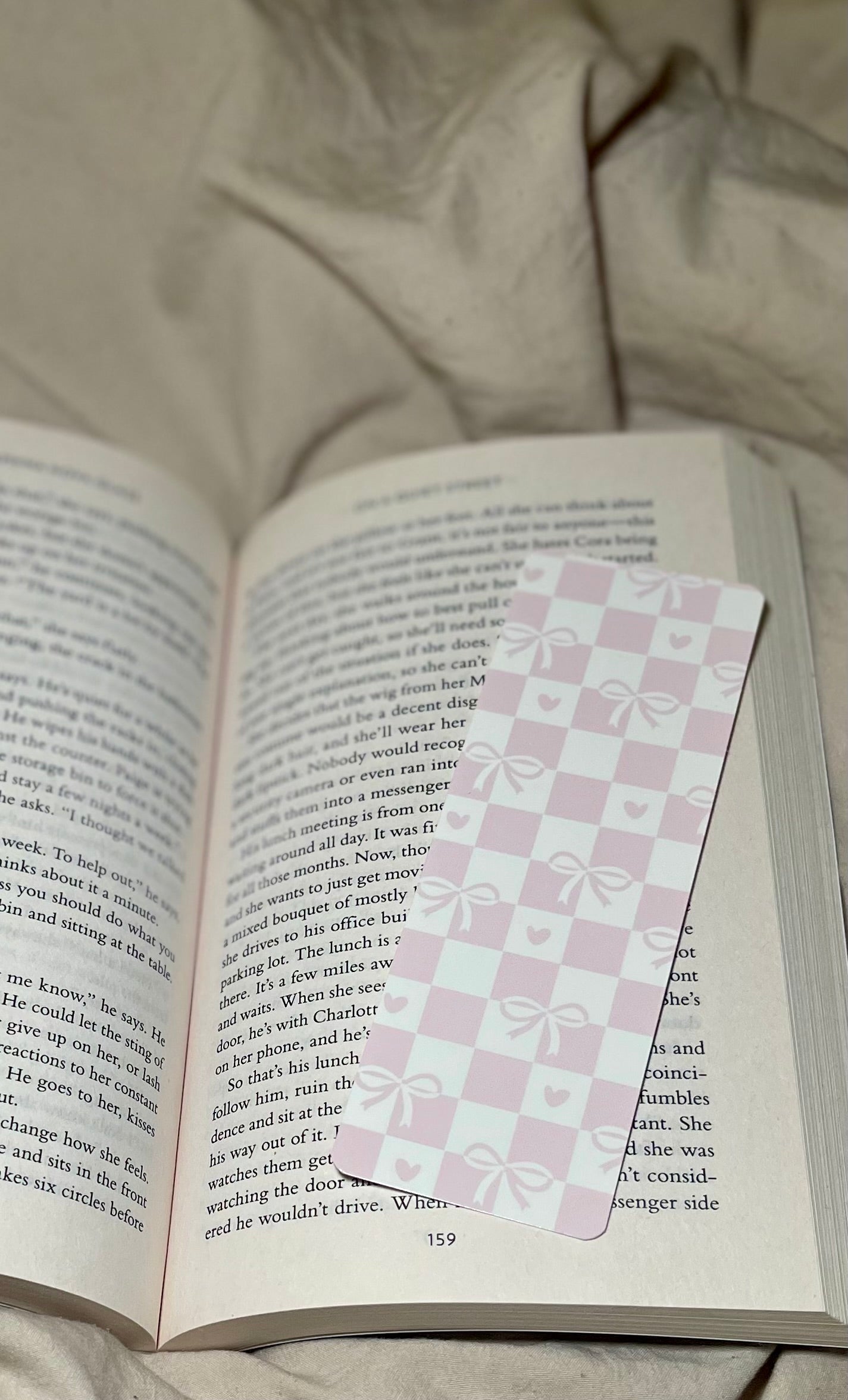 Pink Bows - SJC Laminated Bookmark