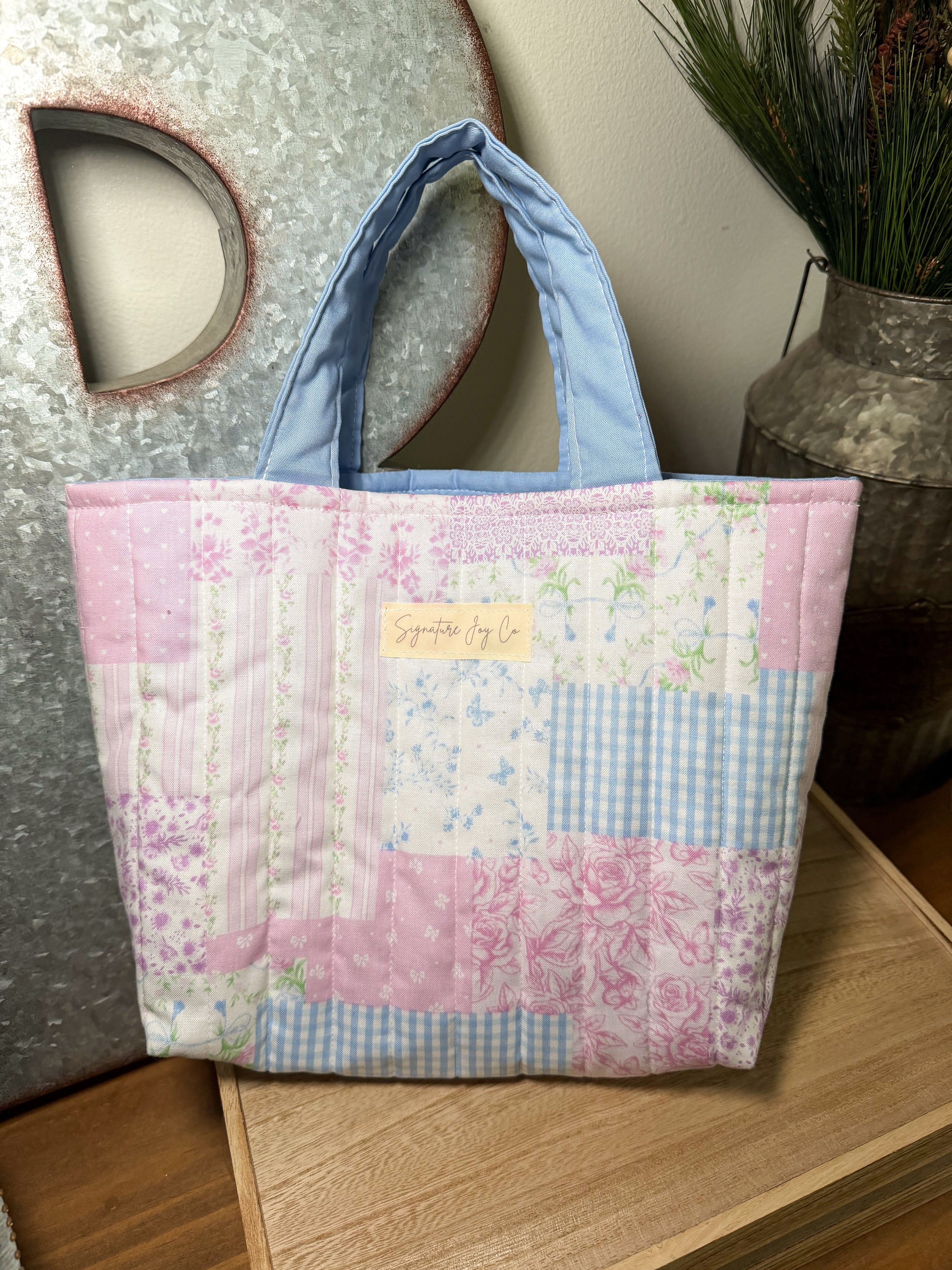 Pink Cottage Quilt Bible Tote