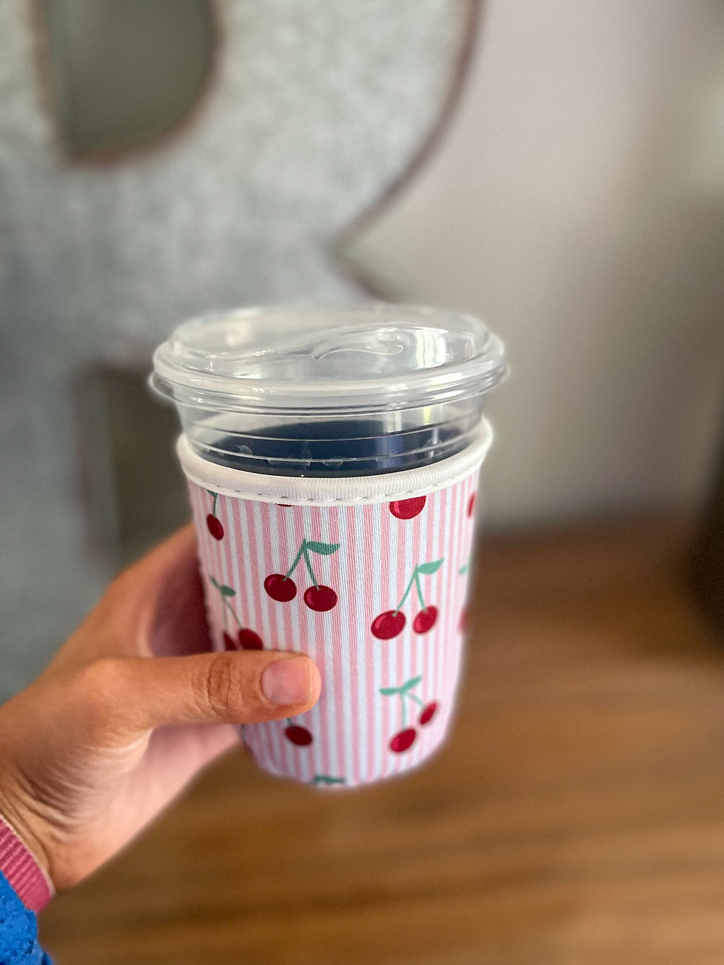 Cherry Picnic Cup Coozie | Iced Coffee Sleeve: Small