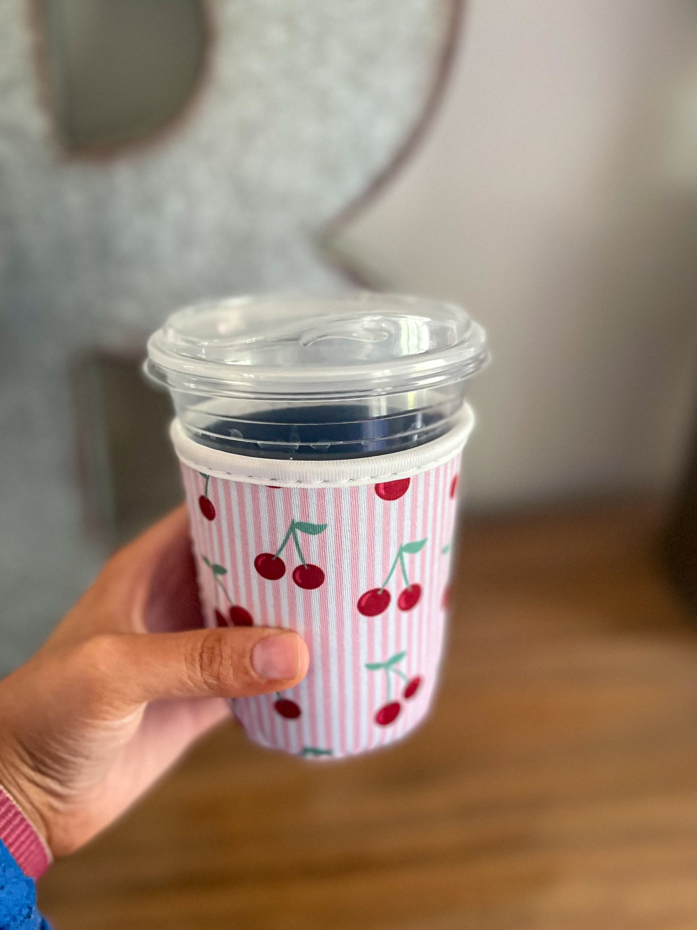 Cherry Picnic Cup Coozie | Iced Coffee Sleeve: Small