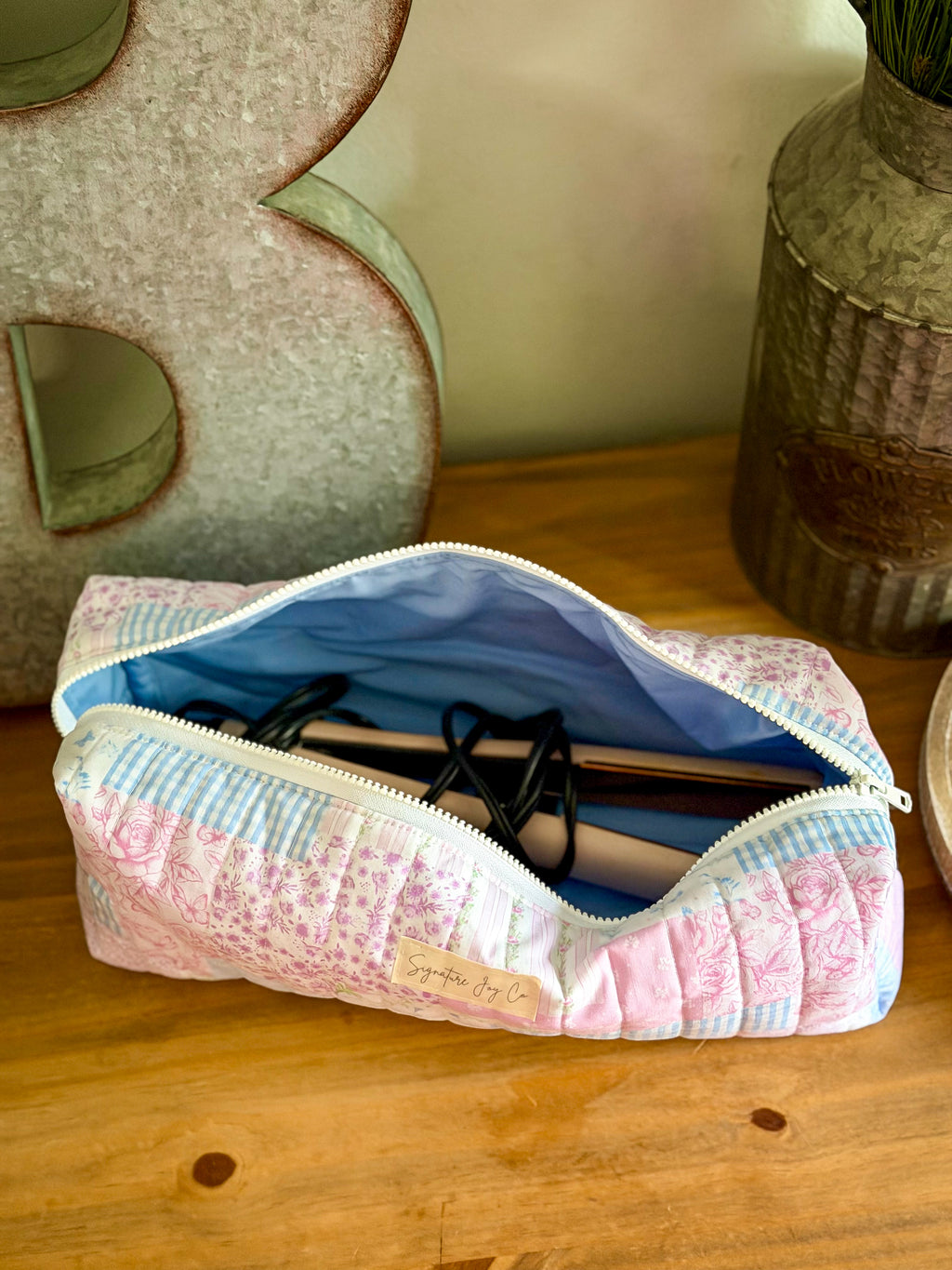 Pink Cottage Quilt Hair Tools Bag