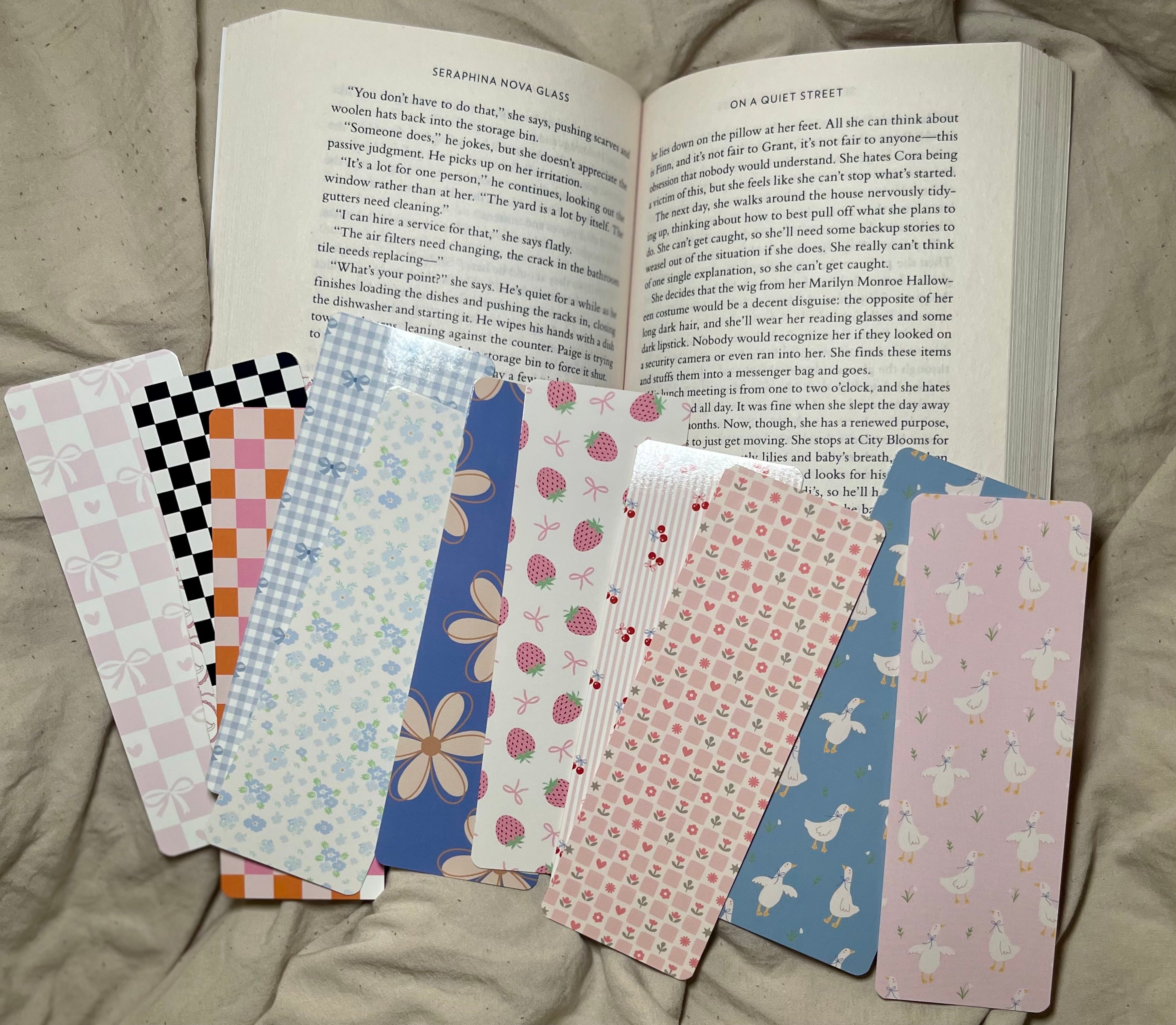 Blue Bows - SJC Laminated Bookmark