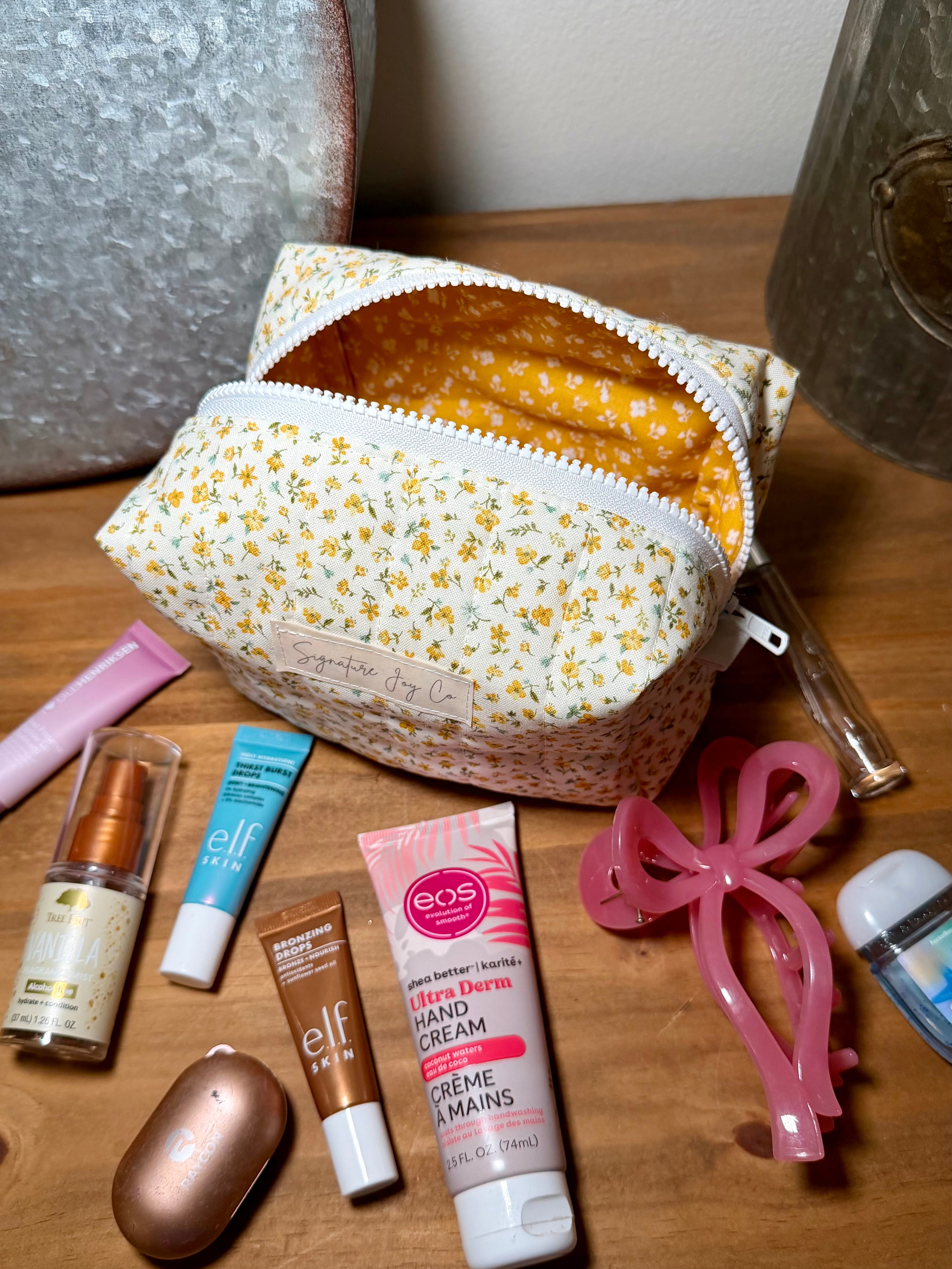 Golden Wildflower Mini Makeup Bag