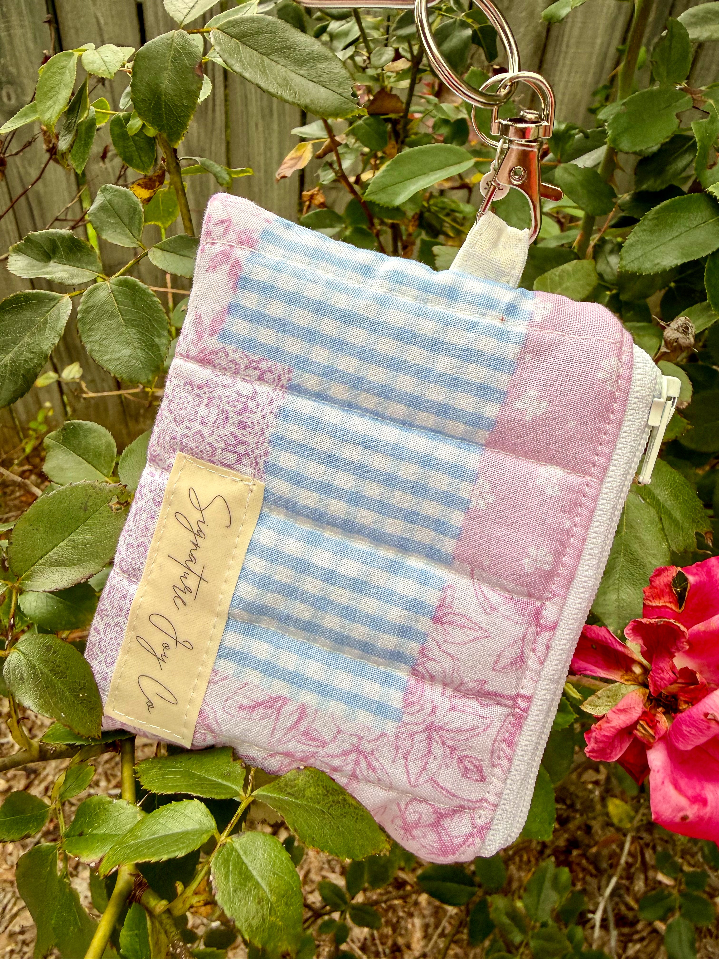 Pink Cottage Quilt Keychain Wallet